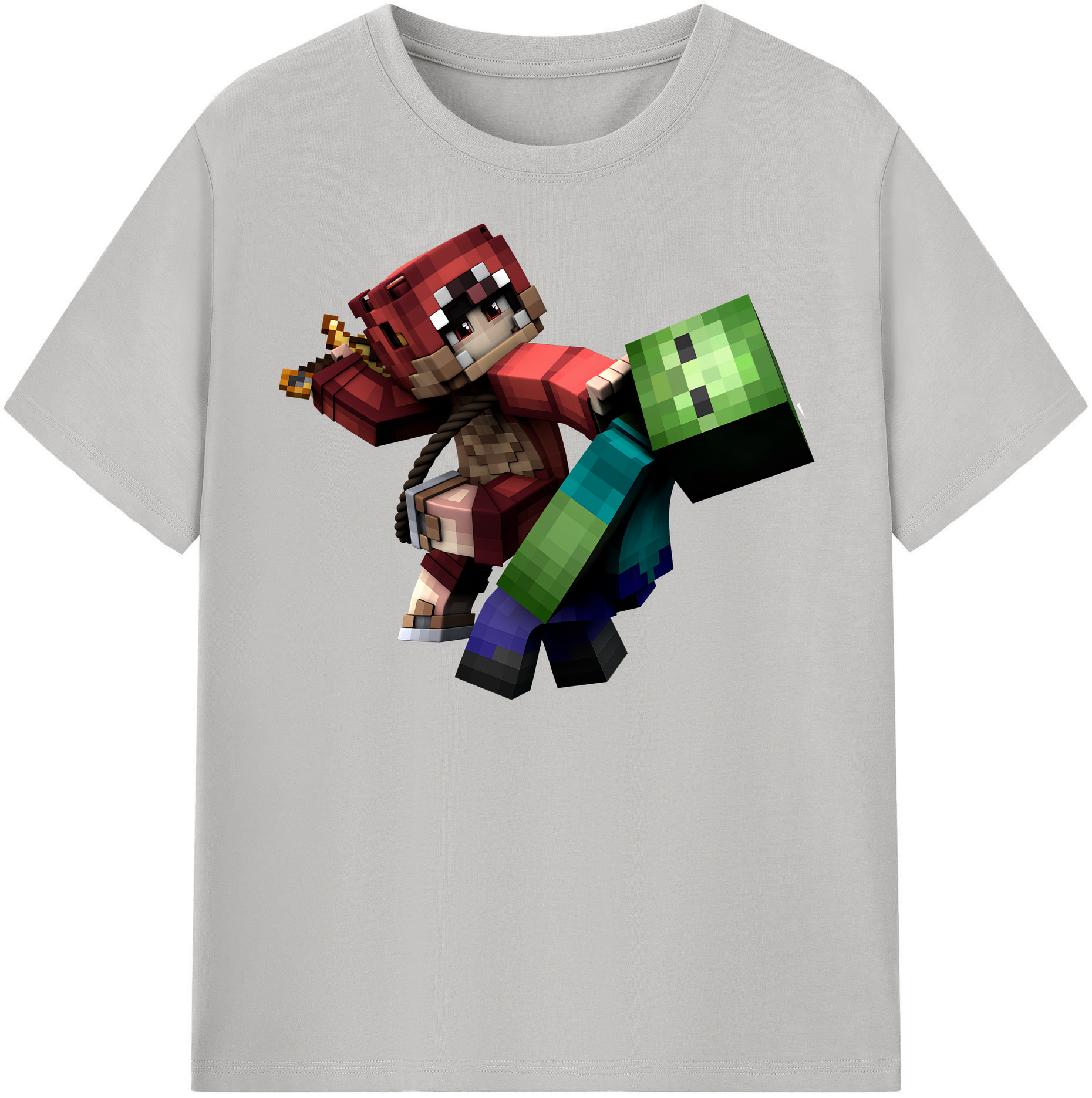 マインクラフト ブロックの世界 Minecraft MC Block world レディースカジュアルプリントTシャツ（綿100％）