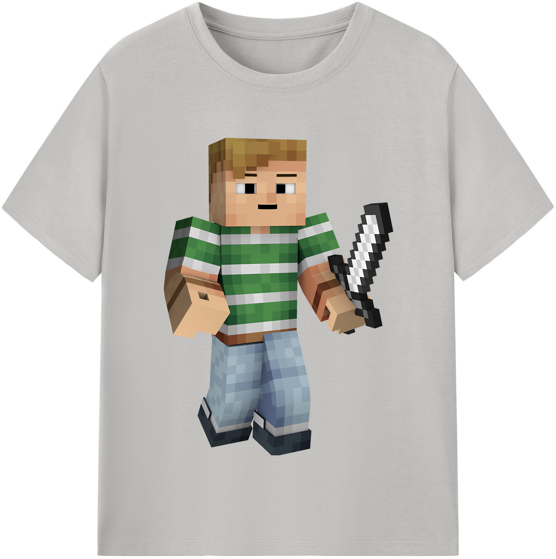 （画像用） マインクラフト ブロックの世界 Minecraft MC Block world レディースカジュアルプリントTシャツ（綿100％）