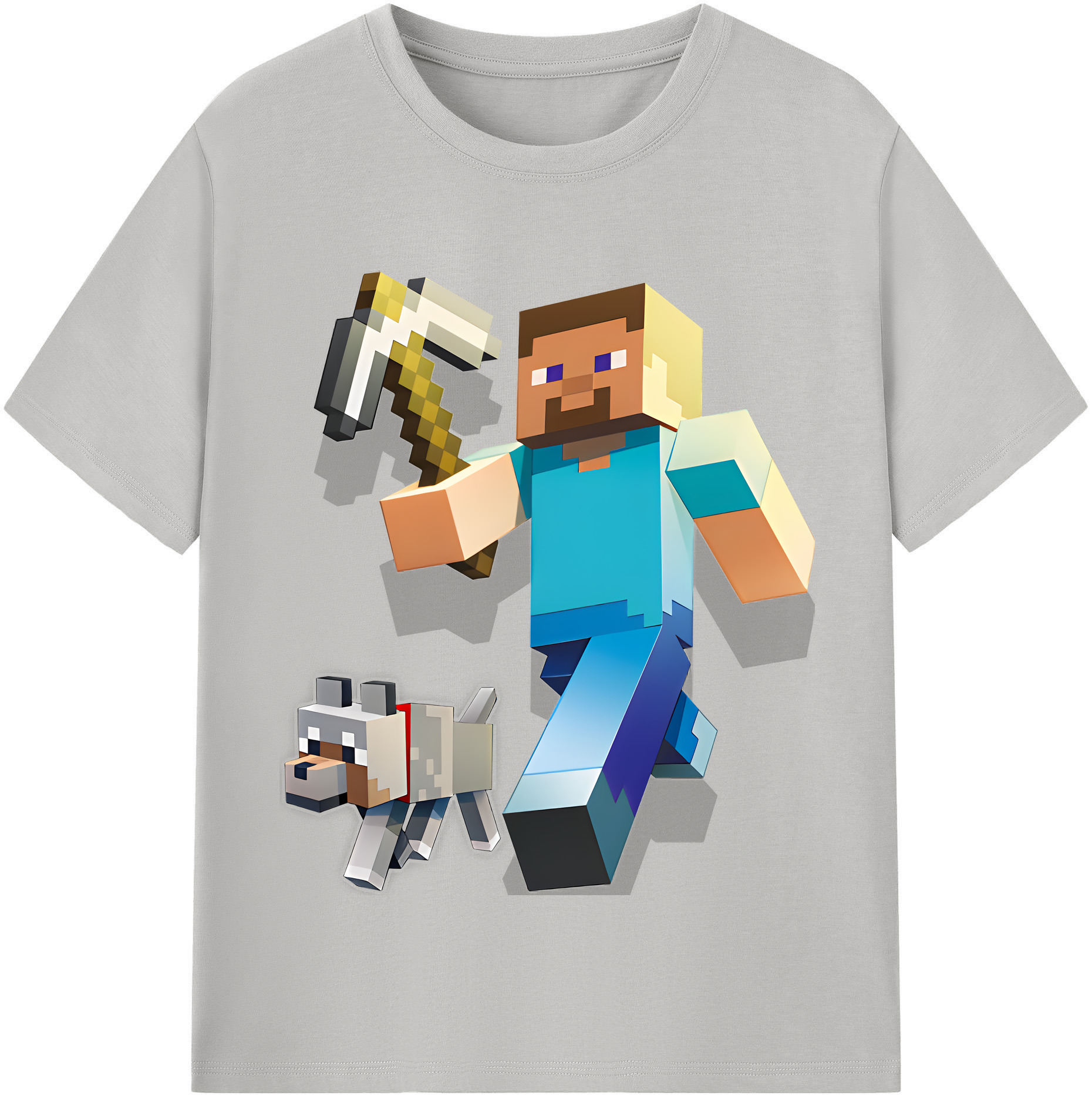 （画像用） マインクラフト ブロックの世界 Minecraft MC Block world レディースカジュアルプリントTシャツ（綿100％）