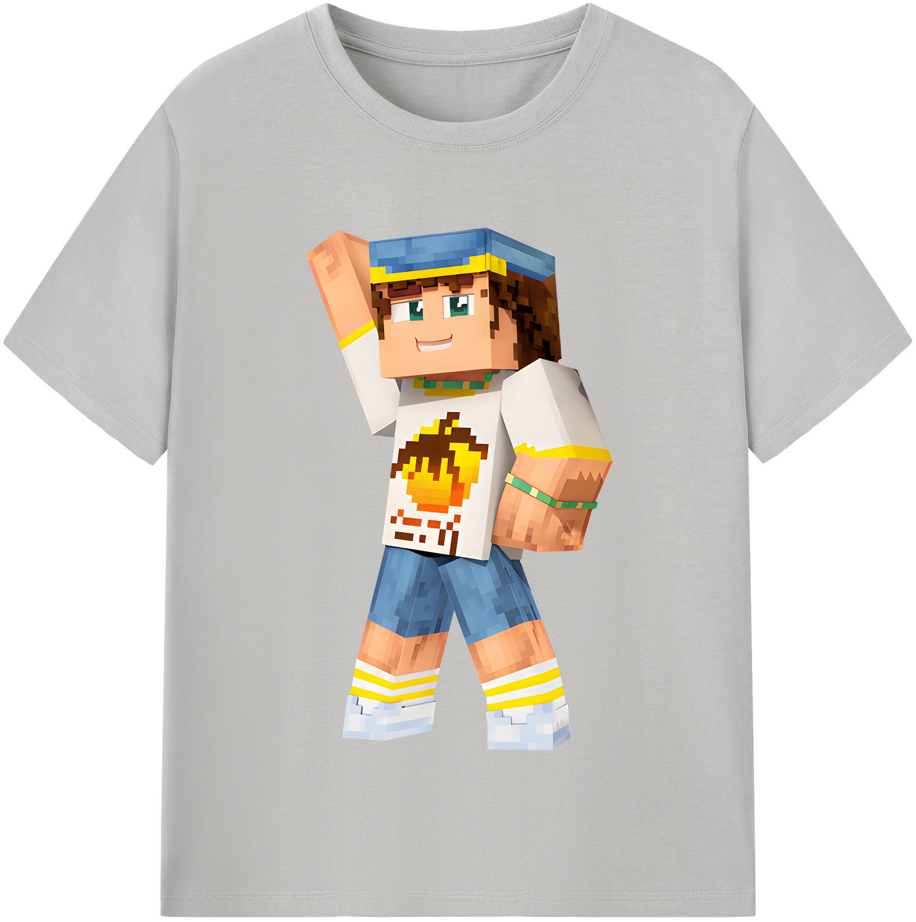 （画像用） マインクラフト ブロックの世界 Minecraft MC Block world レディースカジュアルプリントTシャツ（綿100％）