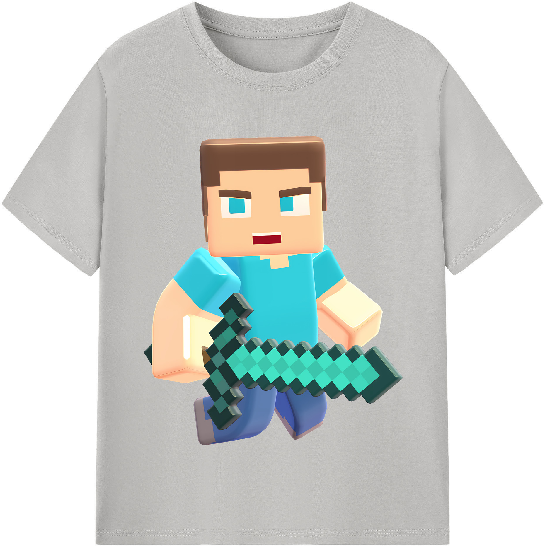 （画像用） マインクラフト ブロックの世界 Minecraft MC Block world レディースカジュアルプリントTシャツ（綿100％）
