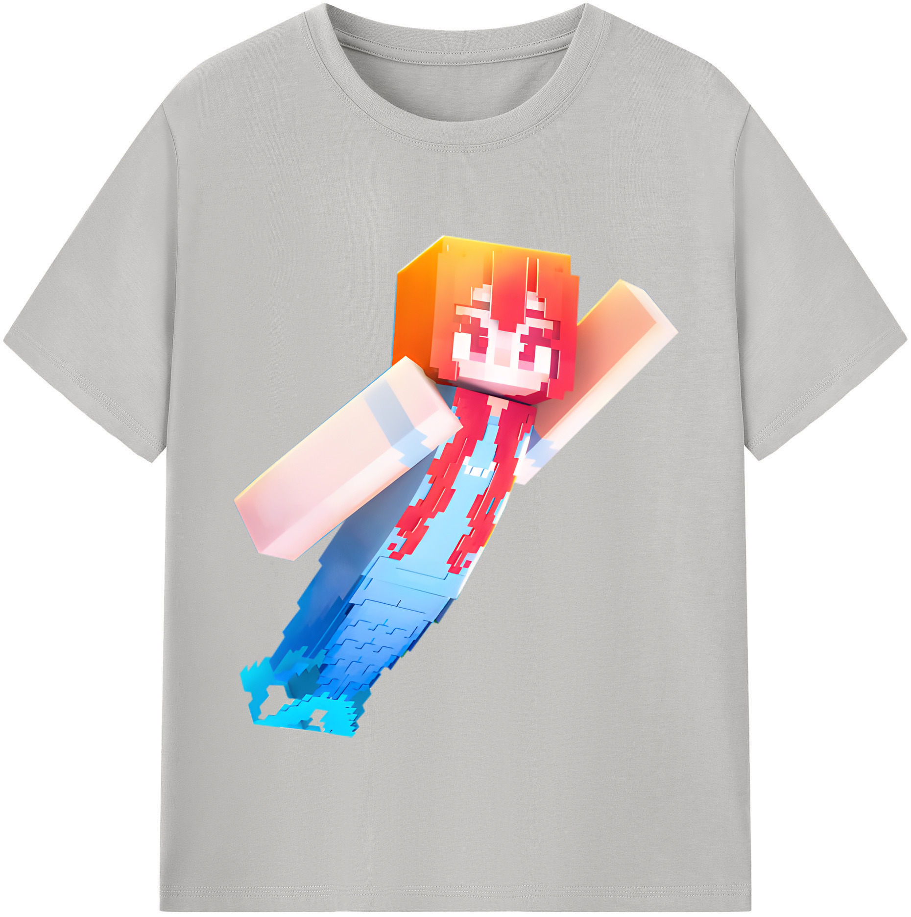 （画像用） マインクラフト ブロックの世界 Minecraft MC Block world レディースカジュアルプリントTシャツ（綿100％）
