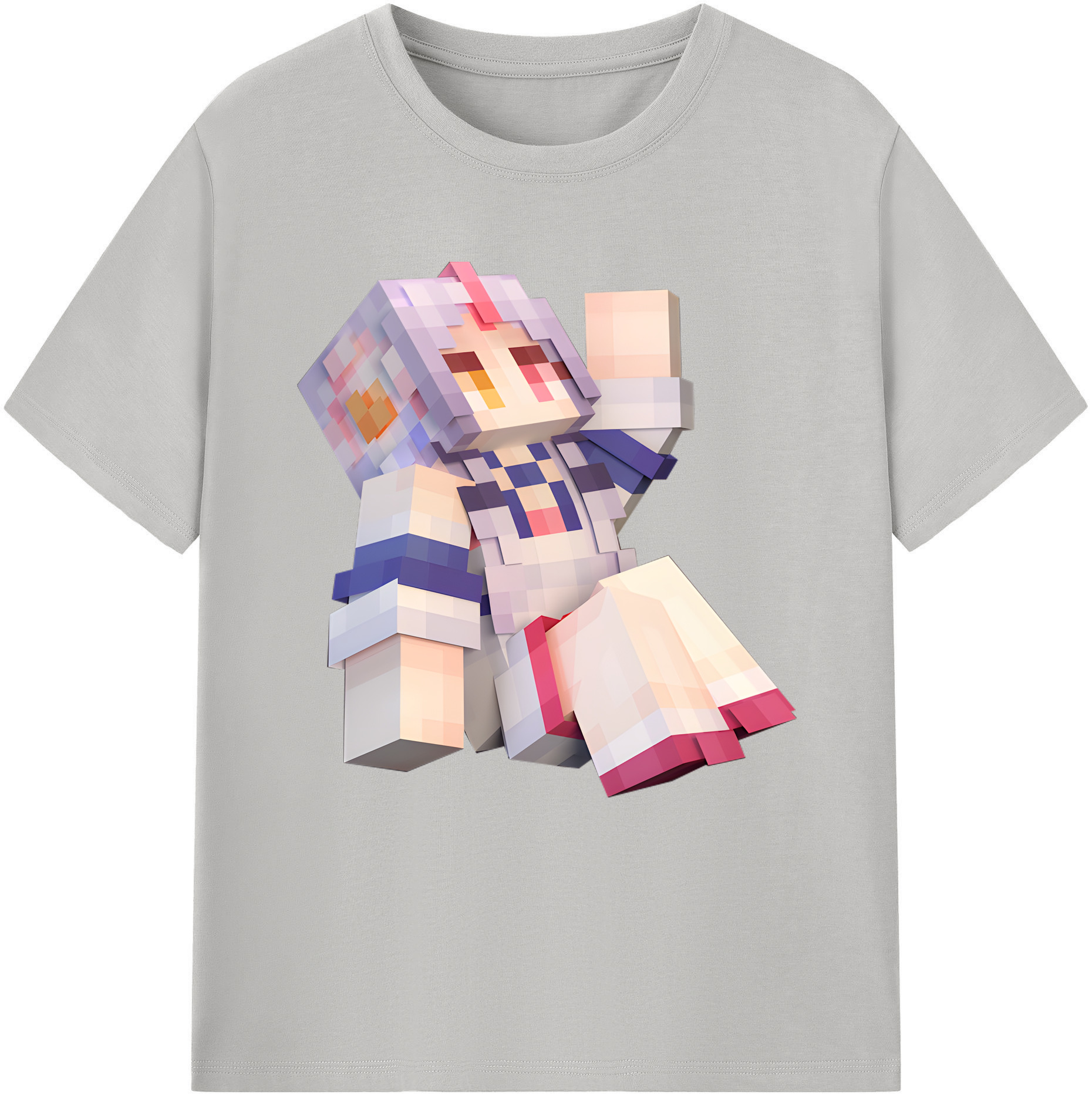 （画像用） マインクラフト ブロックの世界 Minecraft MC Block world レディースカジュアルプリントTシャツ（綿100％）