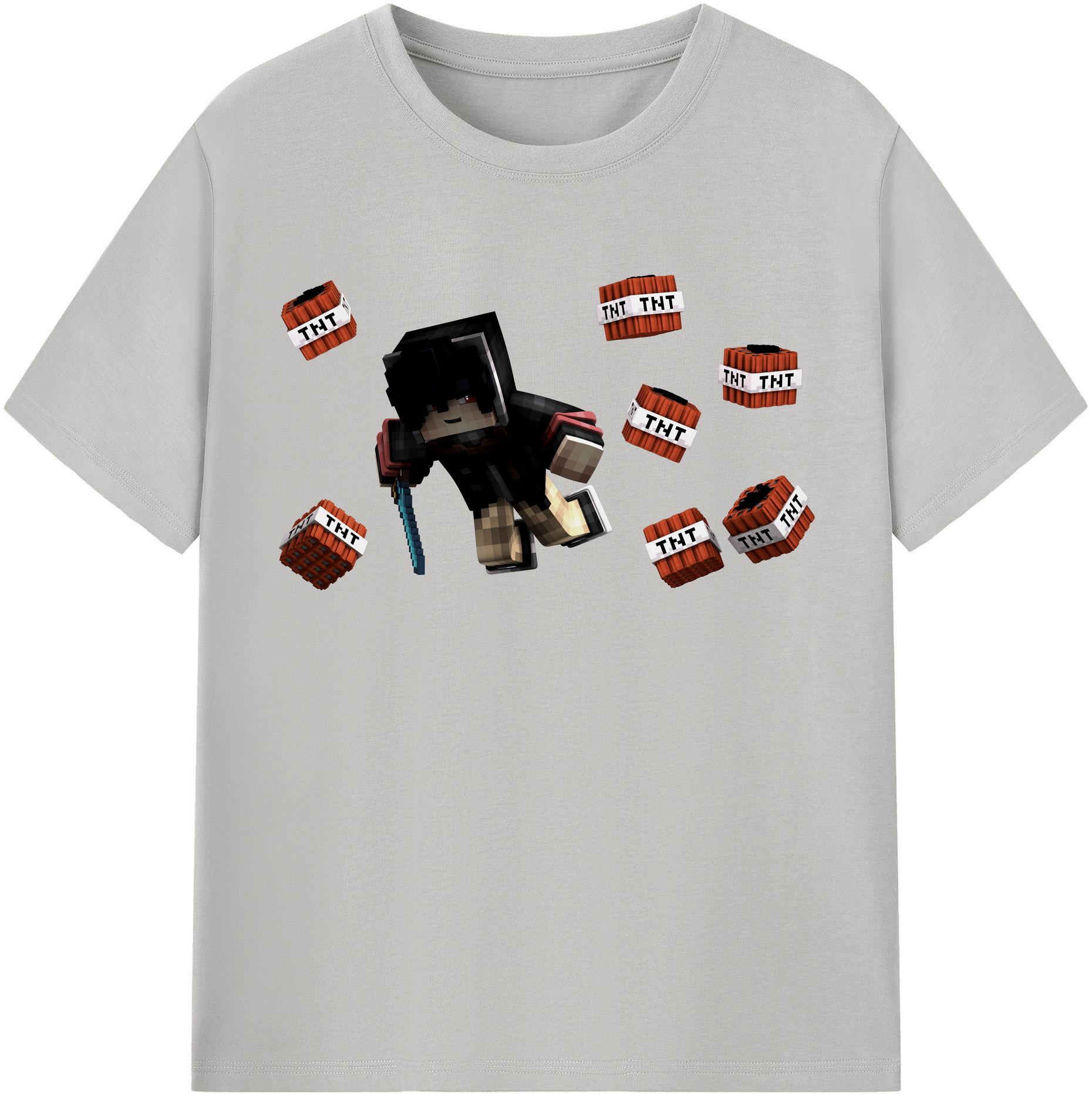 （画像用） マインクラフト ブロックの世界 Minecraft MC Block world レディースカジュアルプリントTシャツ（綿100％）