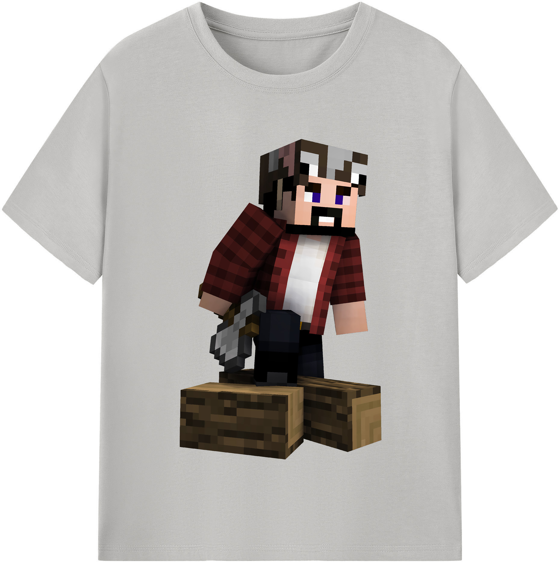 （画像用） マインクラフト ブロックの世界 Minecraft MC Block world レディースカジュアルプリントTシャツ（綿100％）