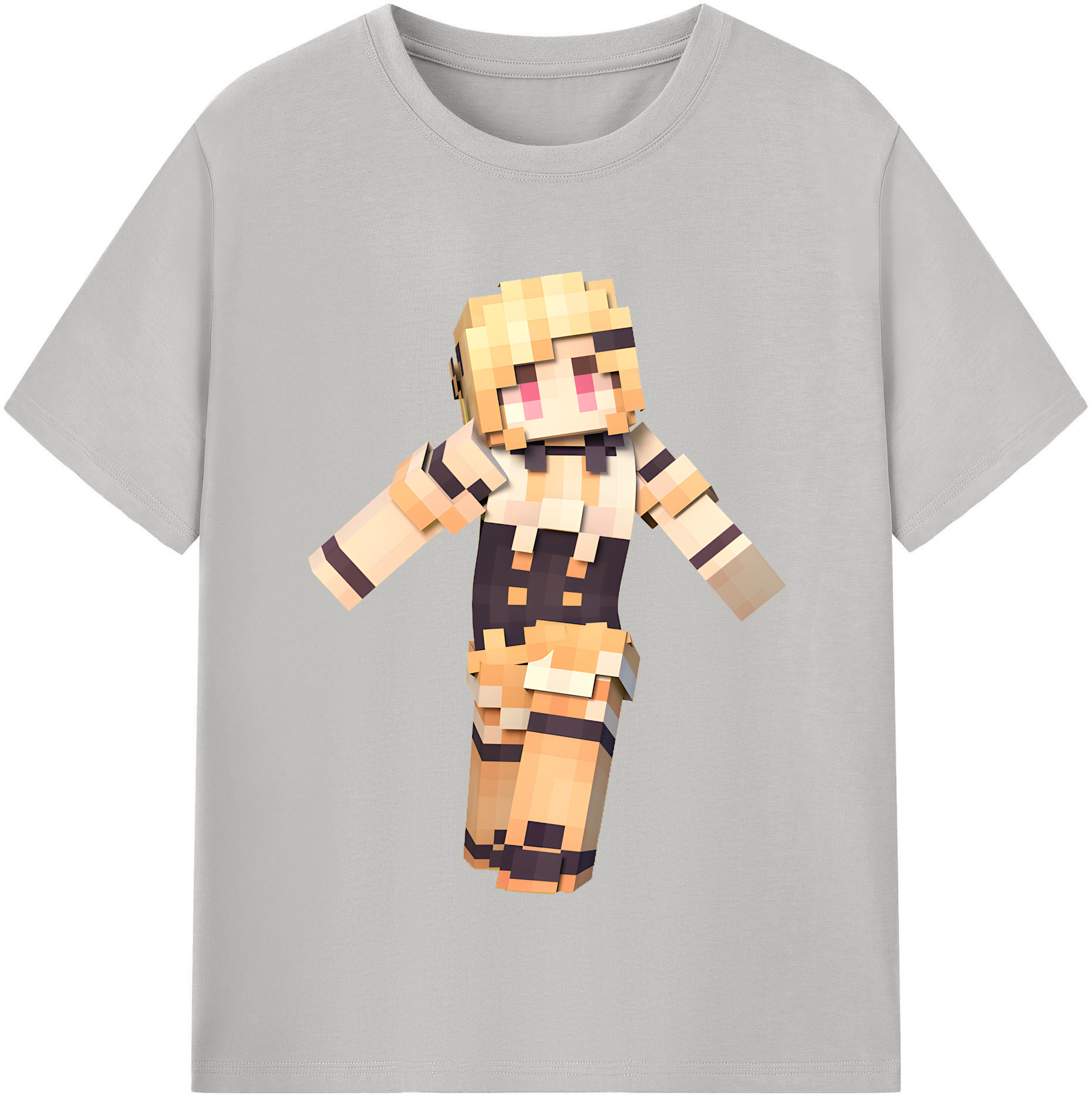 （画像用） マインクラフト ブロックの世界 Minecraft MC Block world レディースカジュアルプリントTシャツ（綿100％）