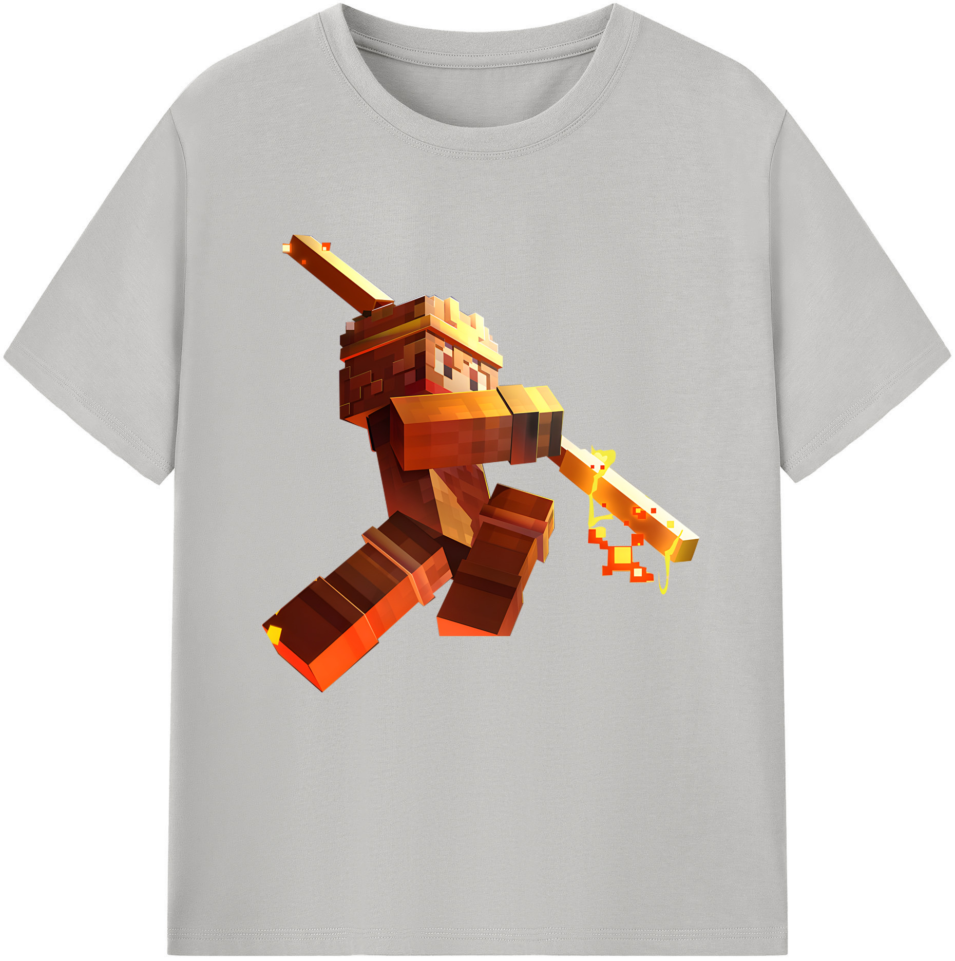 （画像用） マインクラフト ブロックの世界 Minecraft MC Block world レディースカジュアルプリントTシャツ（綿100％）