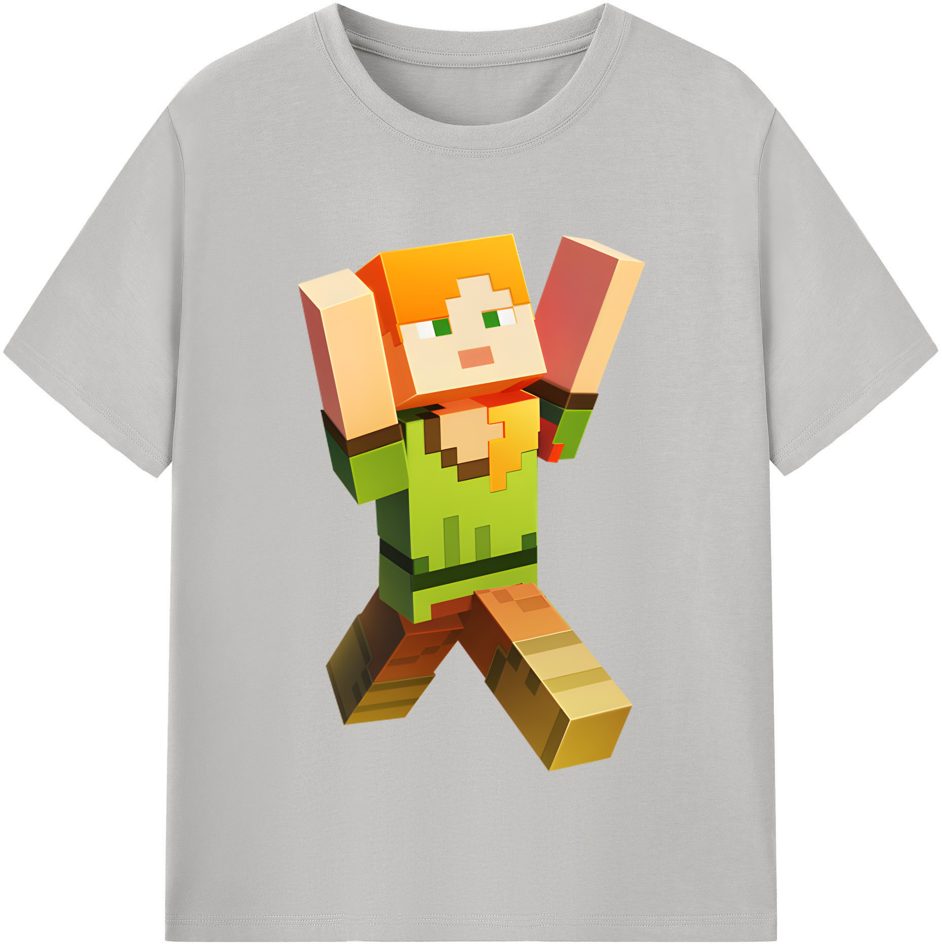（画像用） マインクラフト ブロックの世界 Minecraft MC Block world レディースカジュアルプリントTシャツ（綿100％）