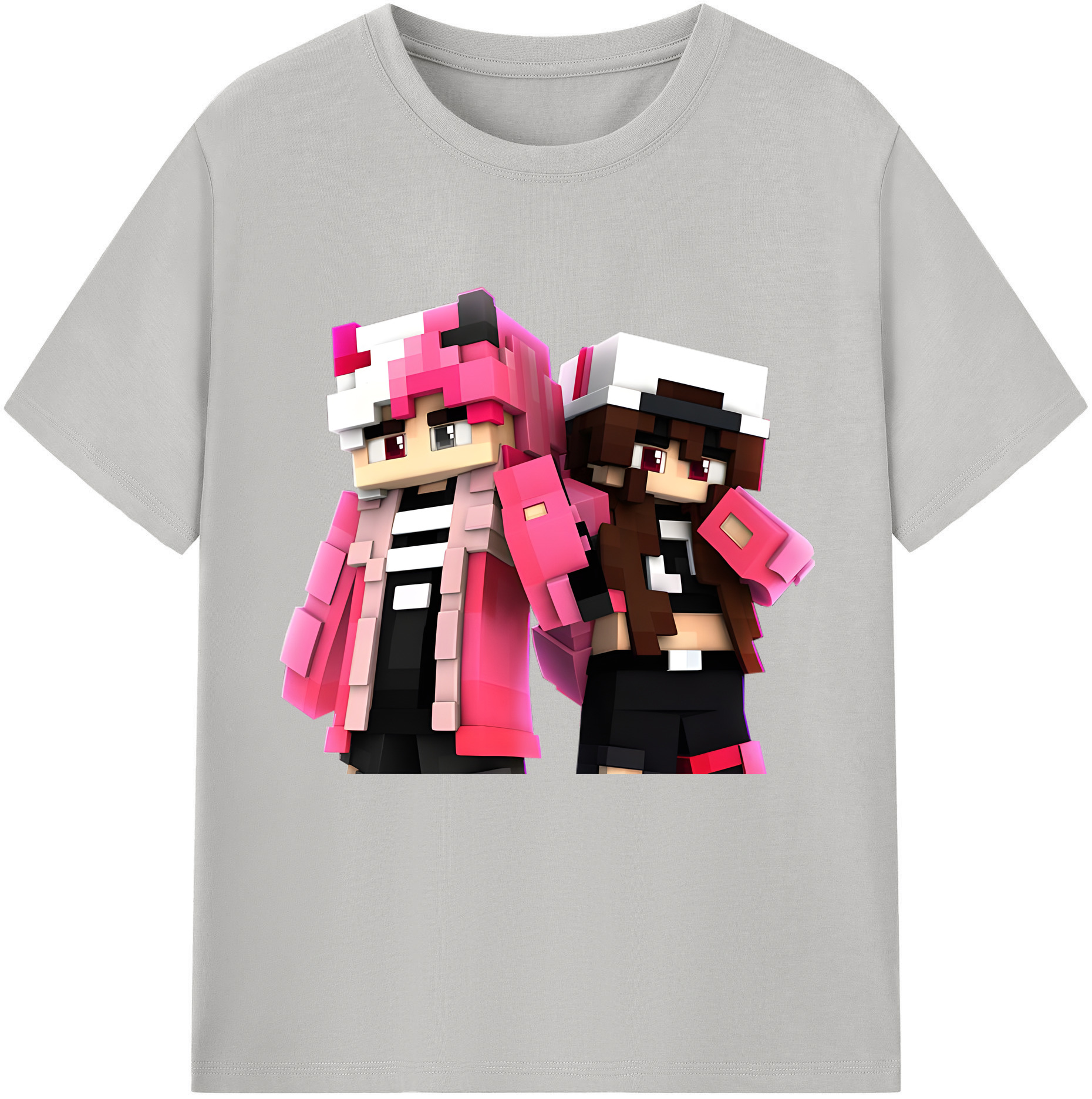 （画像用） マインクラフト ブロックの世界 Minecraft MC Block world レディースカジュアルプリントTシャツ（綿100％）
