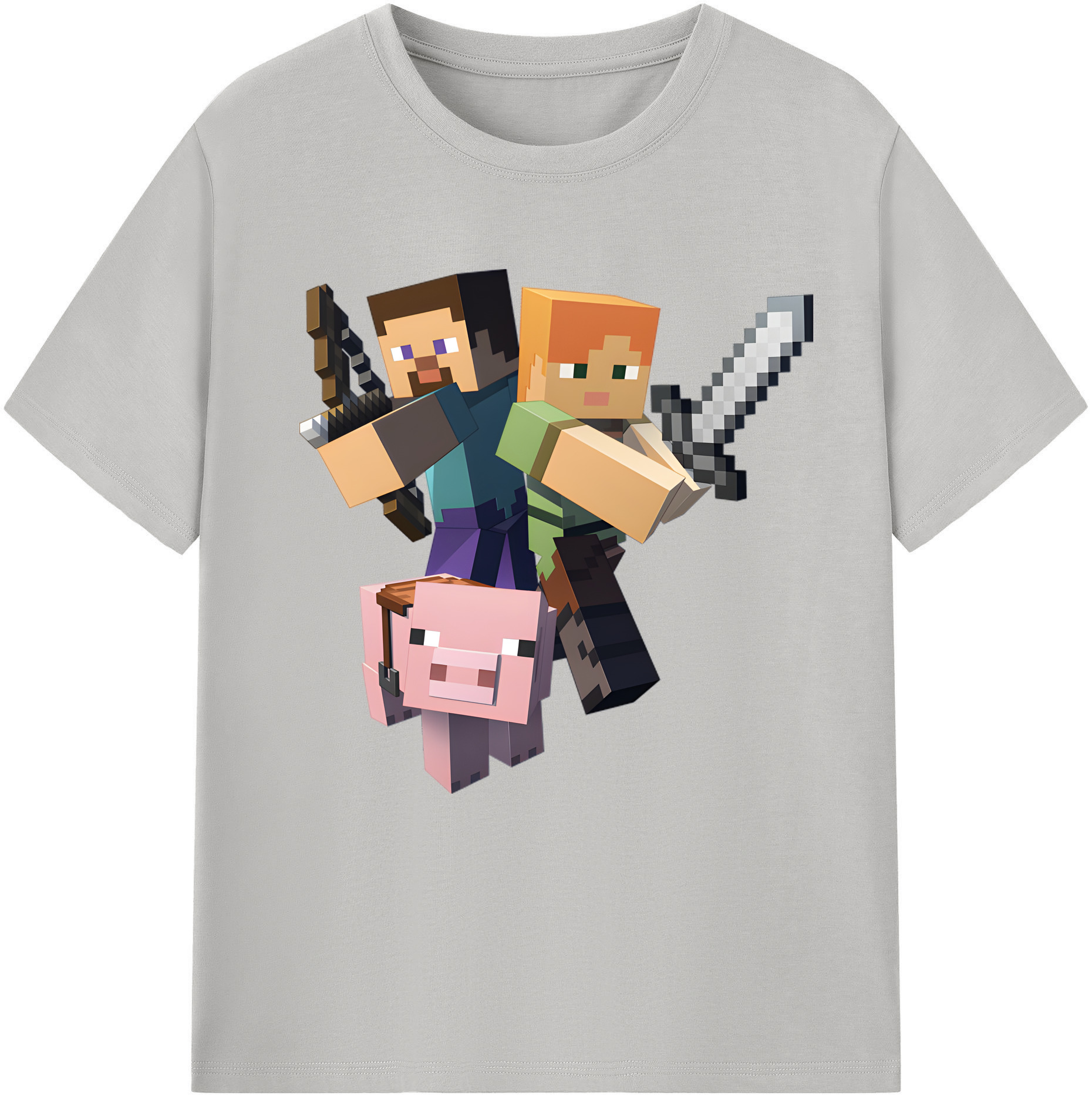 （画像用） マインクラフト ブロックの世界 Minecraft MC Block world レディースカジュアルプリントTシャツ（綿100％）