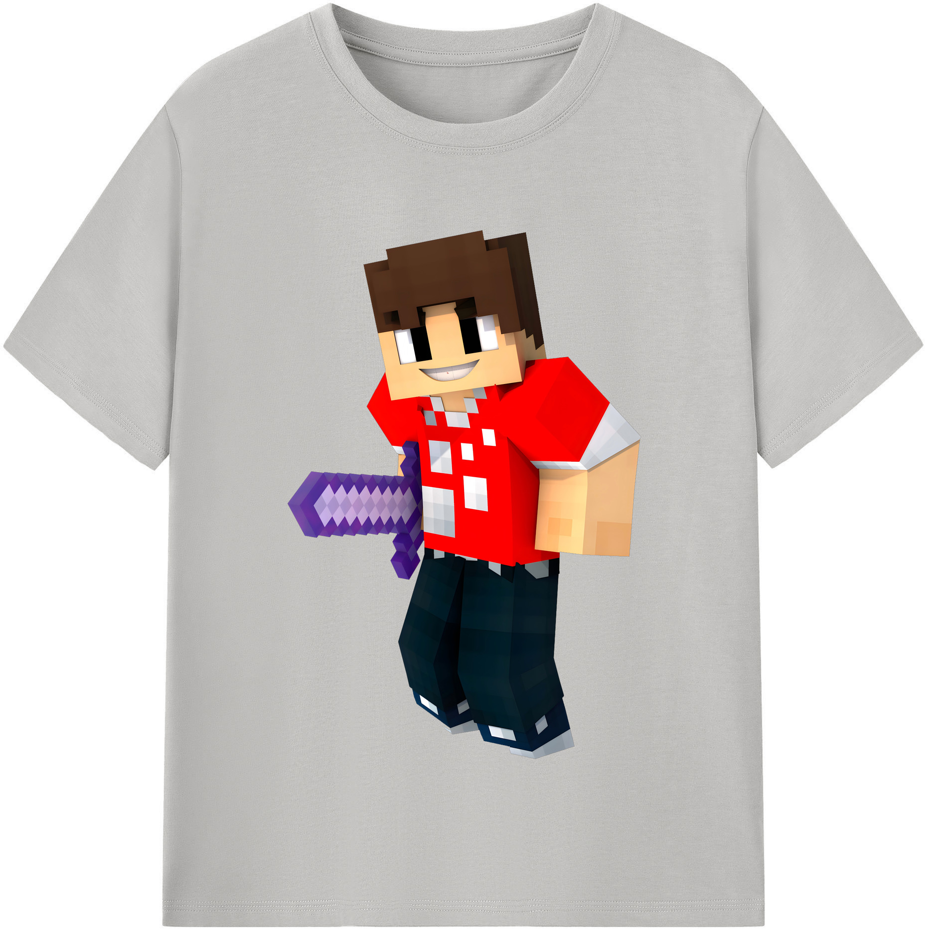 （画像用） マインクラフト ブロックの世界 Minecraft MC Block world レディースカジュアルプリントTシャツ（綿100％）