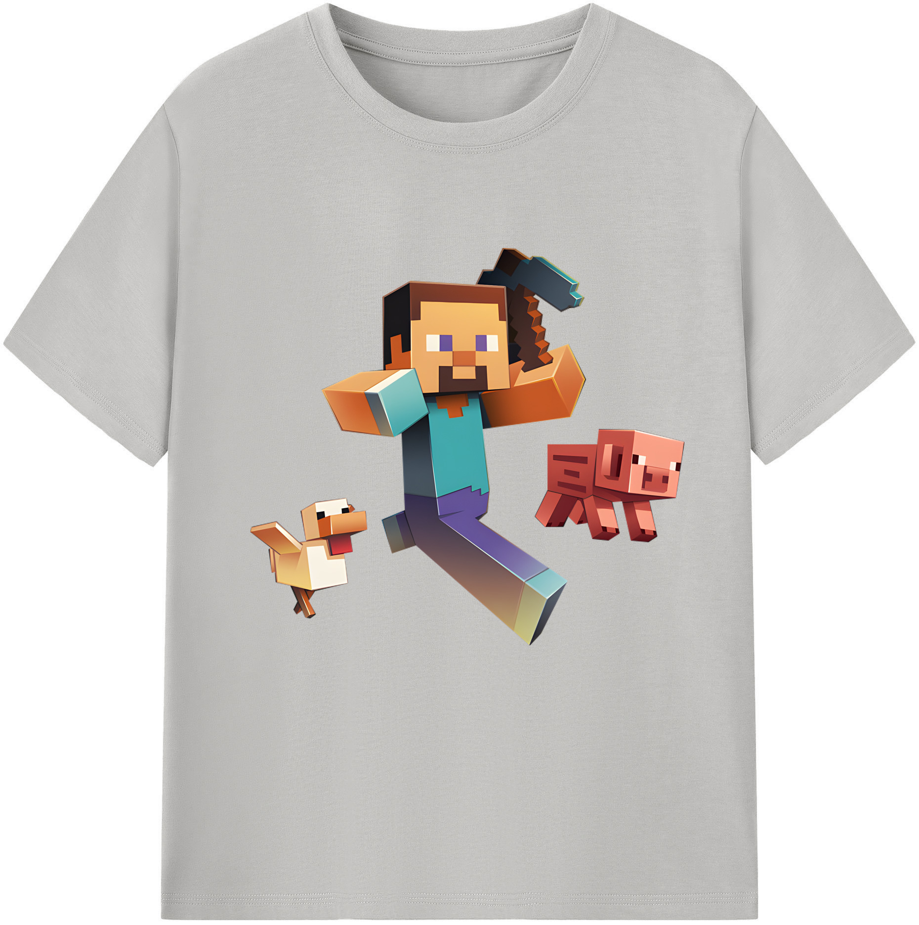 （画像用） マインクラフト ブロックの世界 Minecraft MC Block world レディースカジュアルプリントTシャツ（綿100％）