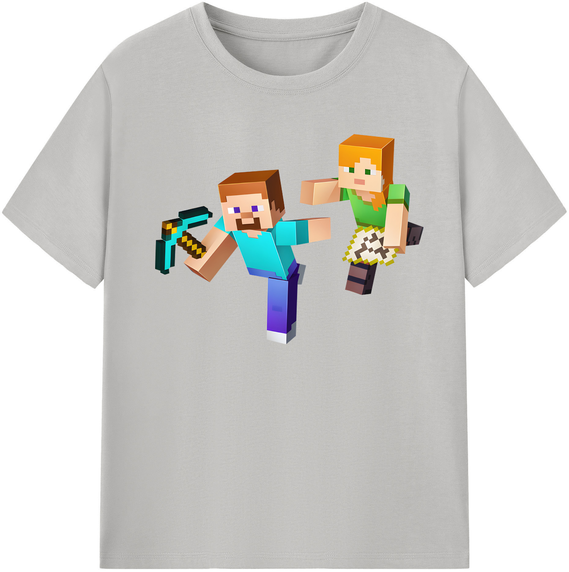 （画像用） マインクラフト ブロックの世界 Minecraft MC Block world レディースカジュアルプリントTシャツ（綿100％）