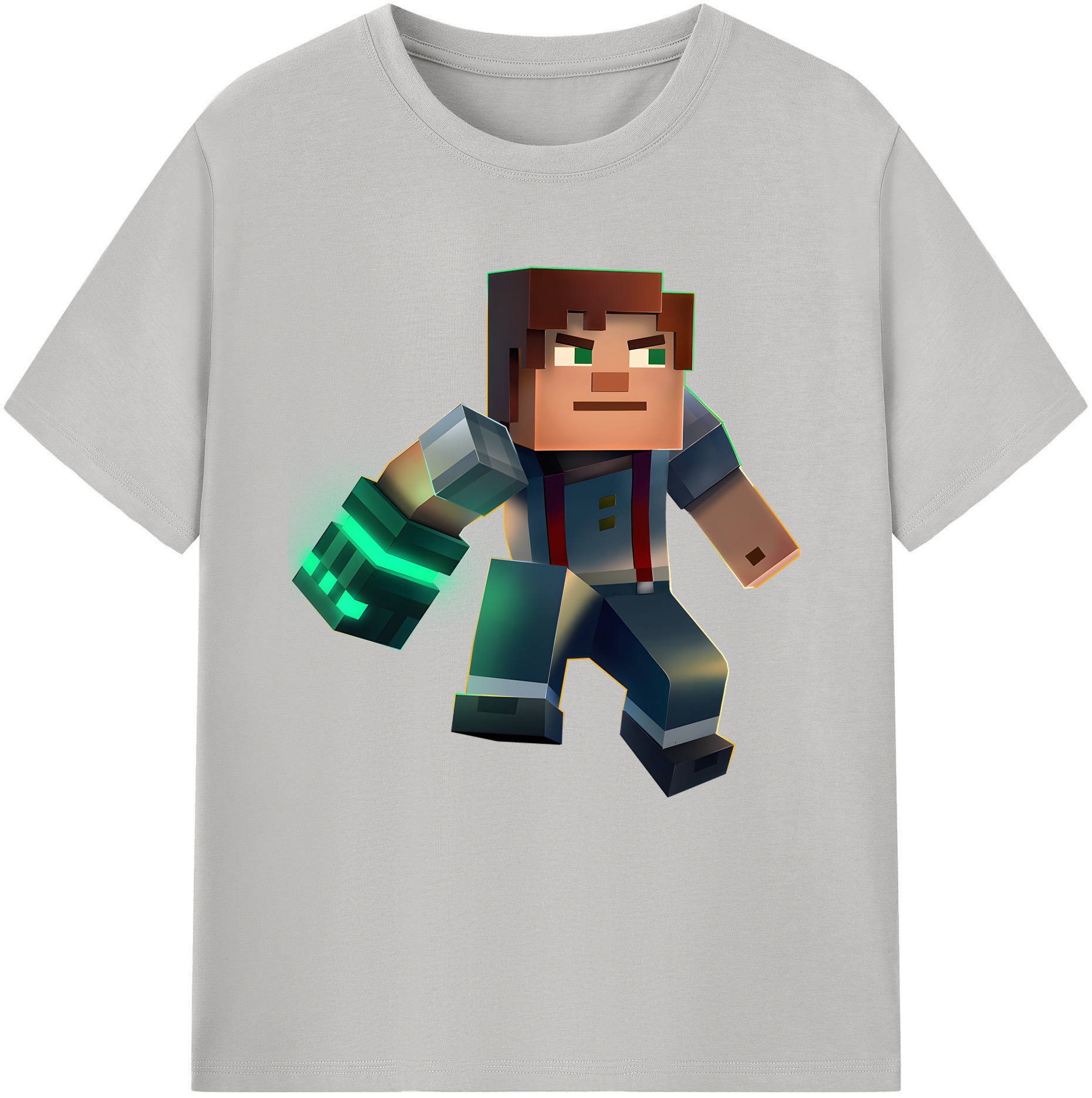 （画像用） マインクラフト ブロックの世界 Minecraft MC Block world レディースカジュアルプリントTシャツ（綿100％）