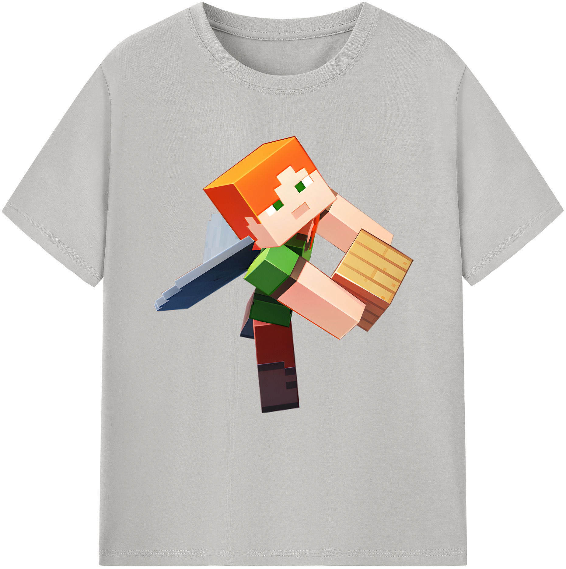 （画像用） マインクラフト ブロックの世界 Minecraft MC Block world レディースカジュアルプリントTシャツ（綿100％）