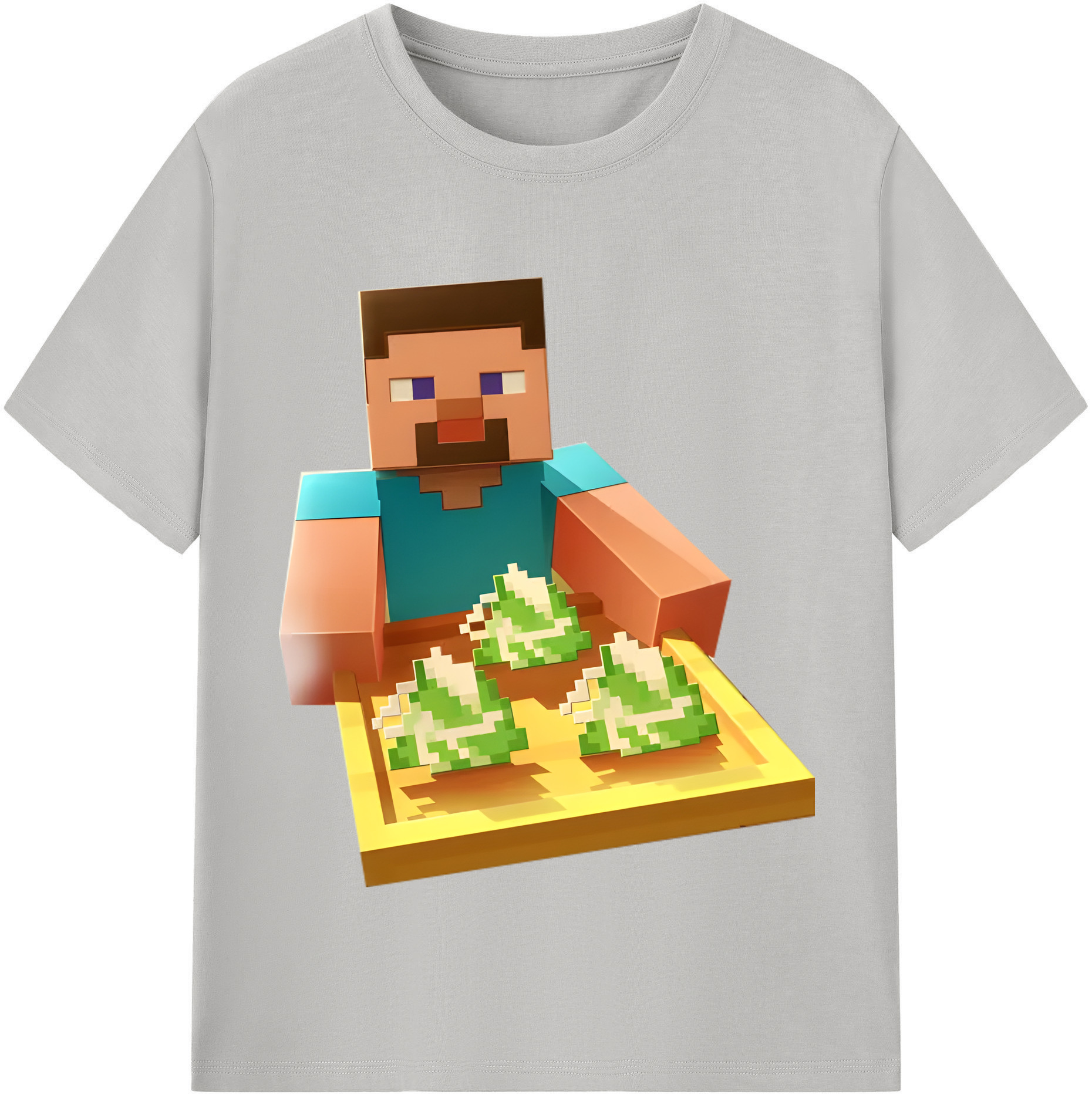 （画像用） マインクラフト ブロックの世界 Minecraft MC Block world レディースカジュアルプリントTシャツ（綿100％）