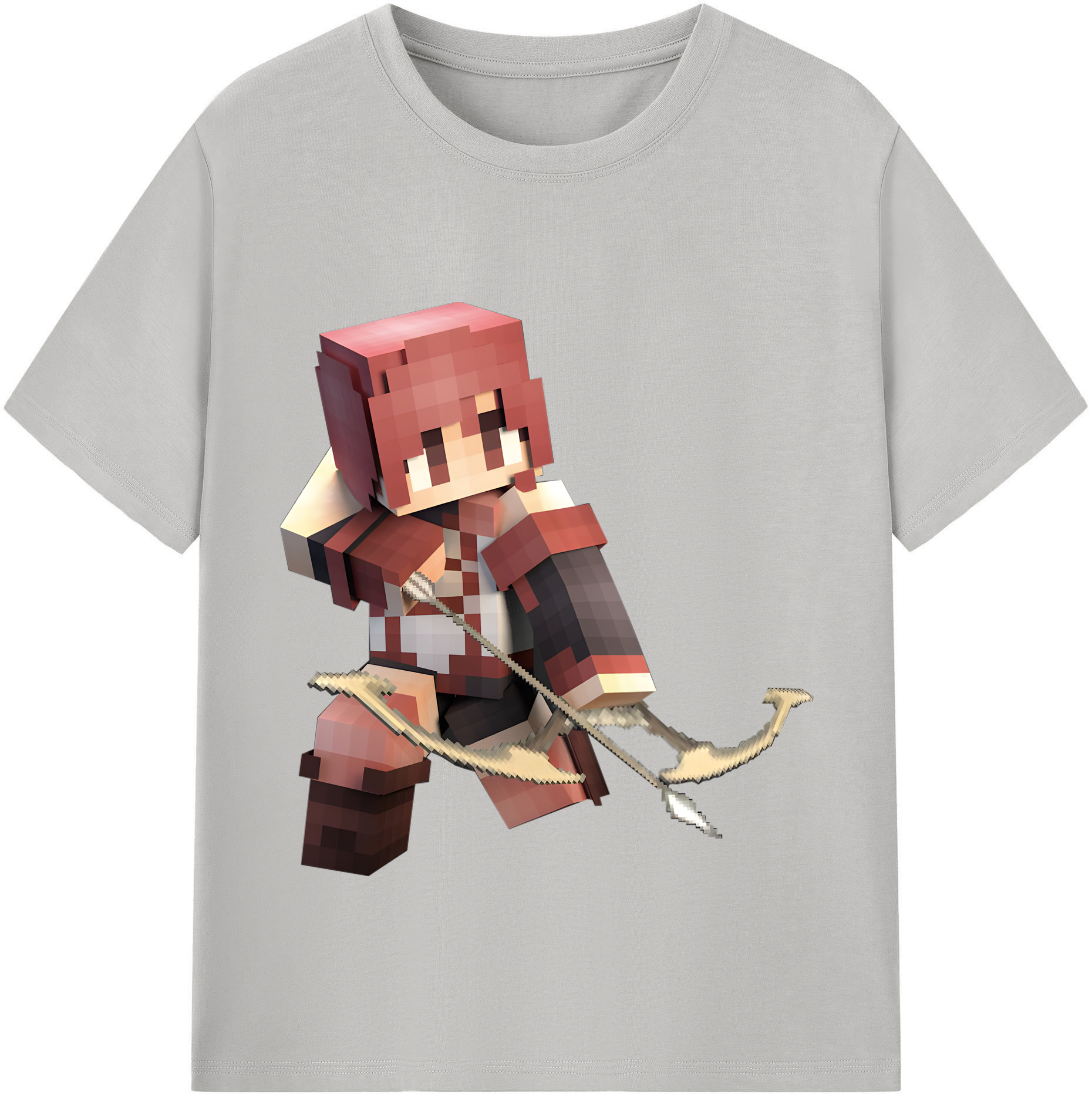 （画像用） マインクラフト ブロックの世界 Minecraft MC Block world レディースカジュアルプリントTシャツ（綿100％）