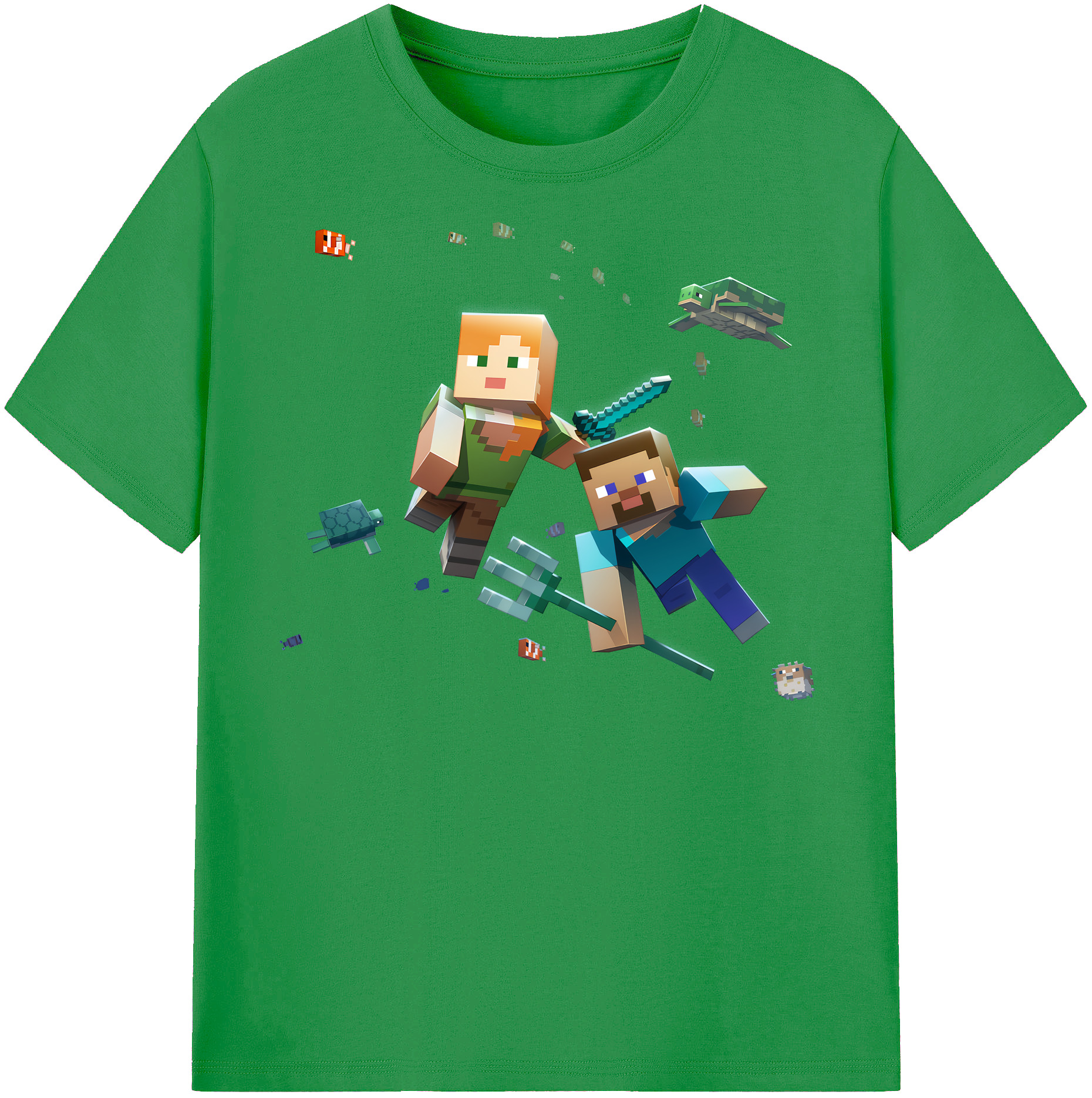 （画像用） マインクラフト ブロックの世界 Minecraft MC Block world レディースカジュアルプリントTシャツ（綿100％）