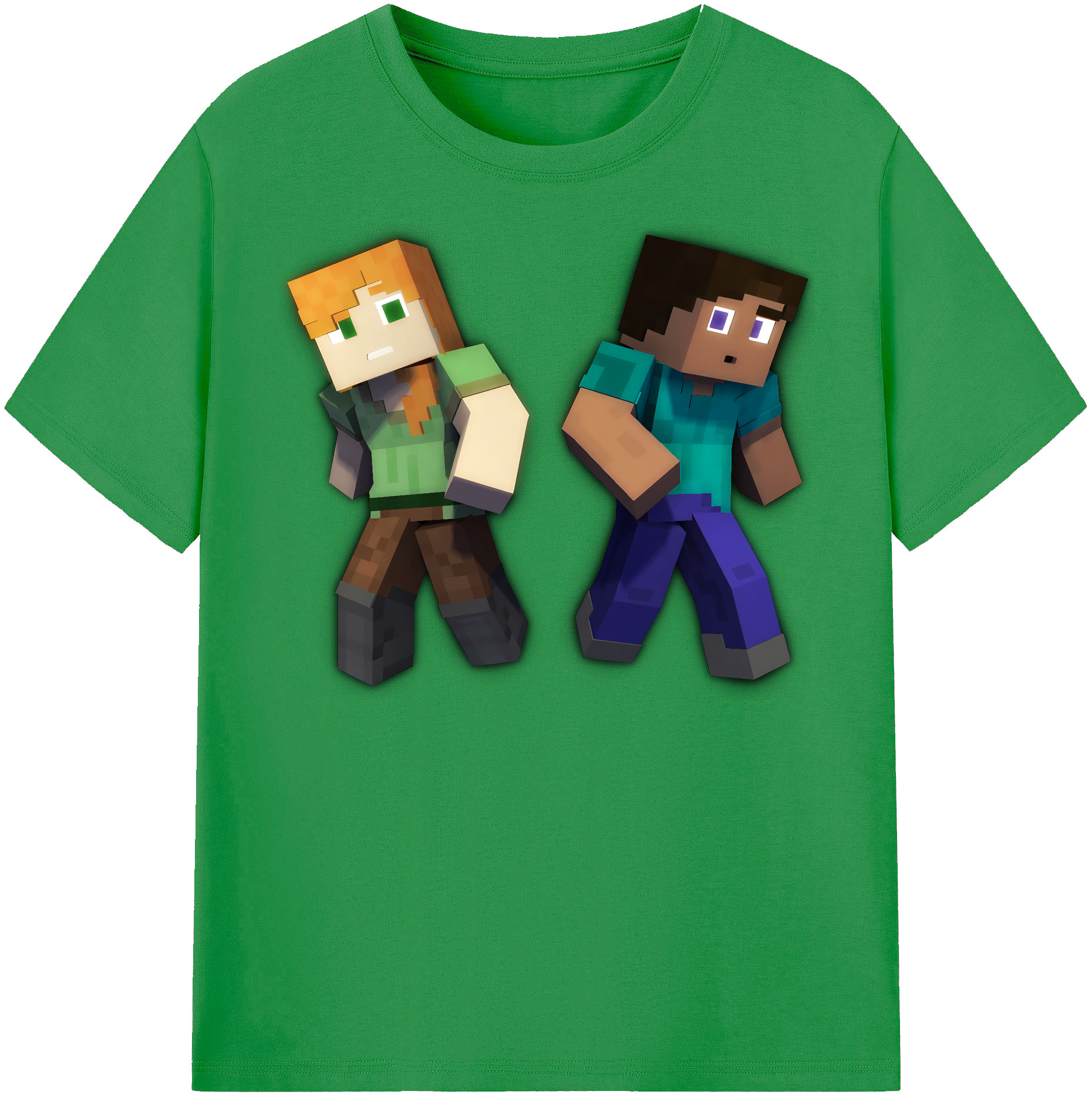 （画像用） マインクラフト ブロックの世界 Minecraft MC Block world レディースカジュアルプリントTシャツ（綿100％）