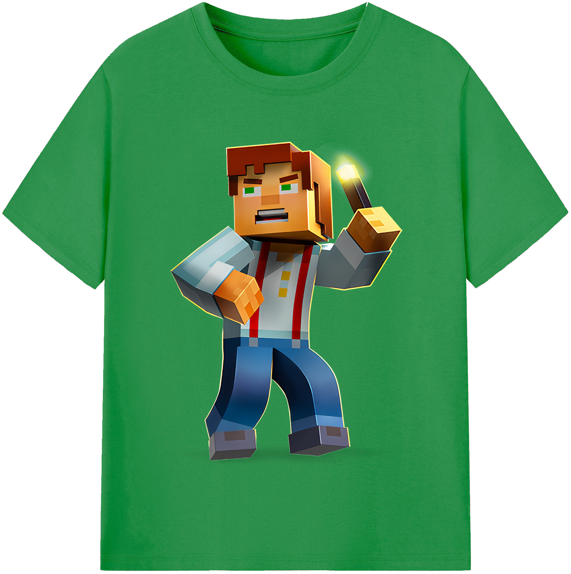 （画像用） マインクラフト ブロックの世界 Minecraft MC Block world レディースカジュアルプリントTシャツ（綿100％）