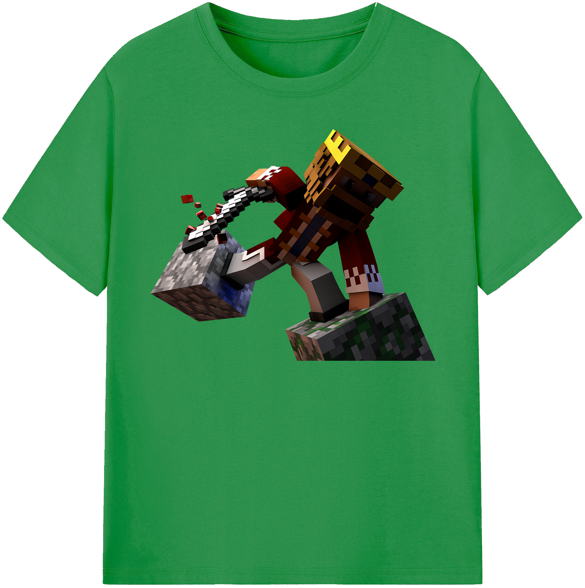 （画像用） マインクラフト ブロックの世界 Minecraft MC Block world レディースカジュアルプリントTシャツ（綿100％）