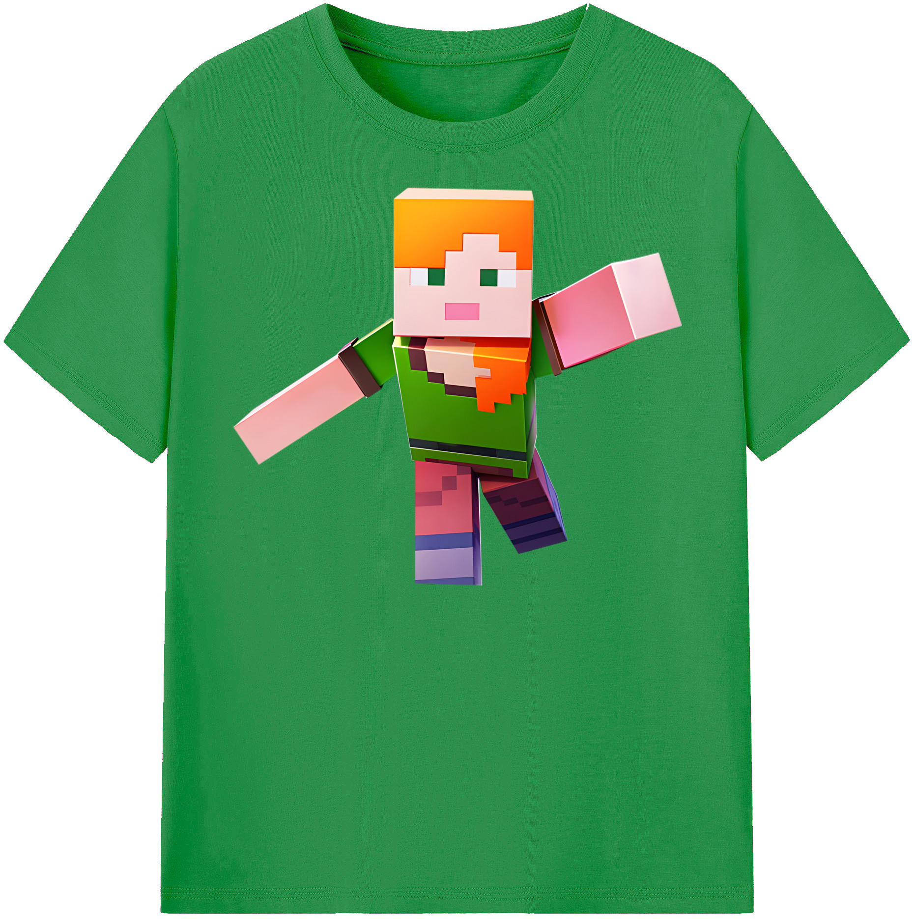 （画像用） マインクラフト ブロックの世界 Minecraft MC Block world レディースカジュアルプリントTシャツ（綿100％）