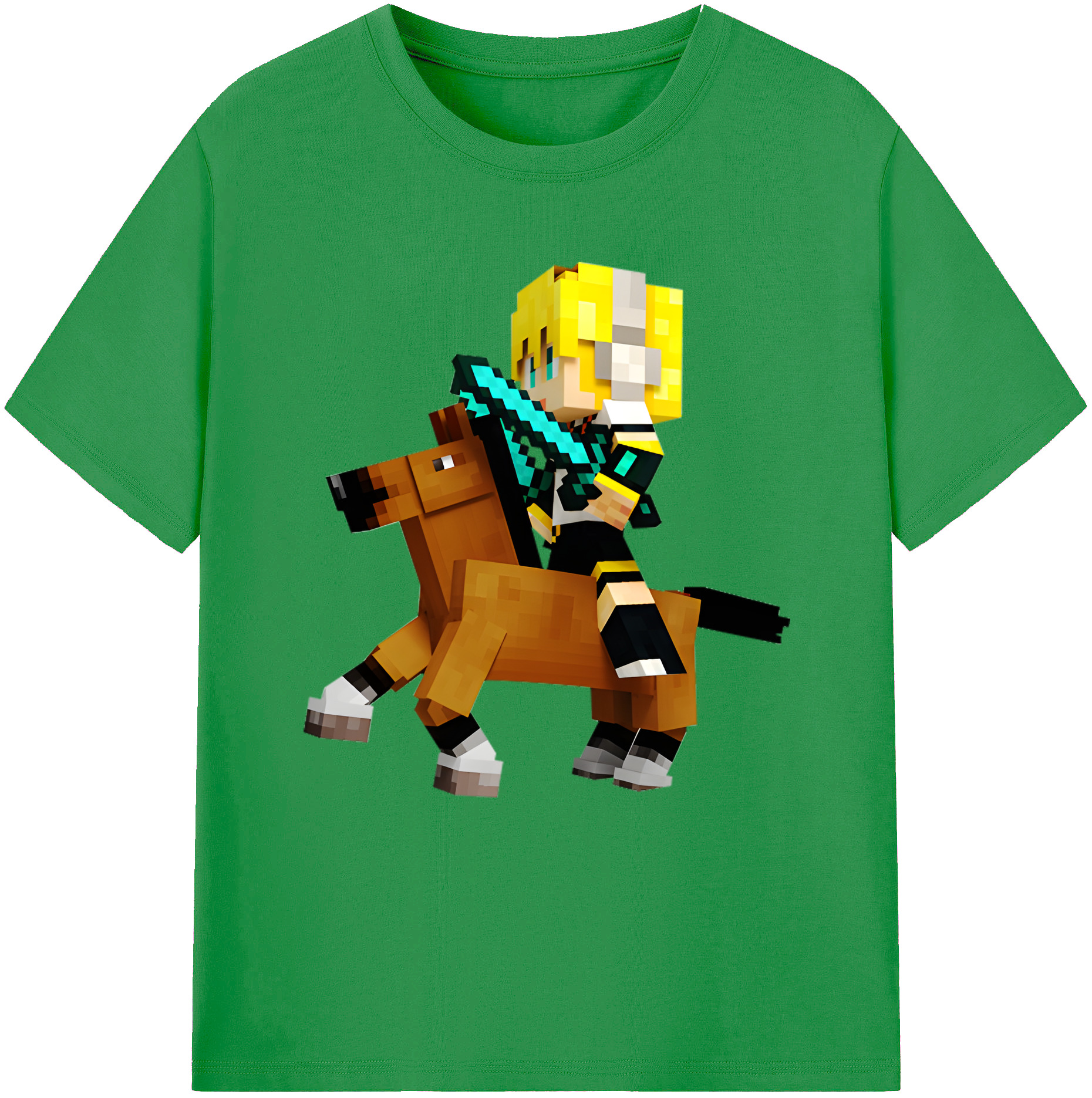 （画像用） マインクラフト ブロックの世界 Minecraft MC Block world レディースカジュアルプリントTシャツ（綿100％）
