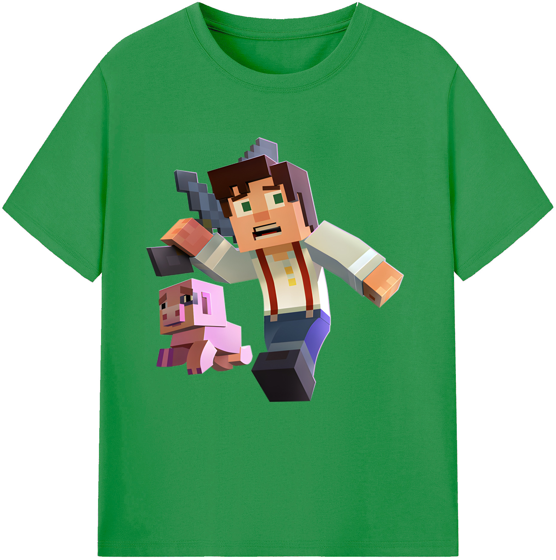（画像用） マインクラフト ブロックの世界 Minecraft MC Block world レディースカジュアルプリントTシャツ（綿100％）