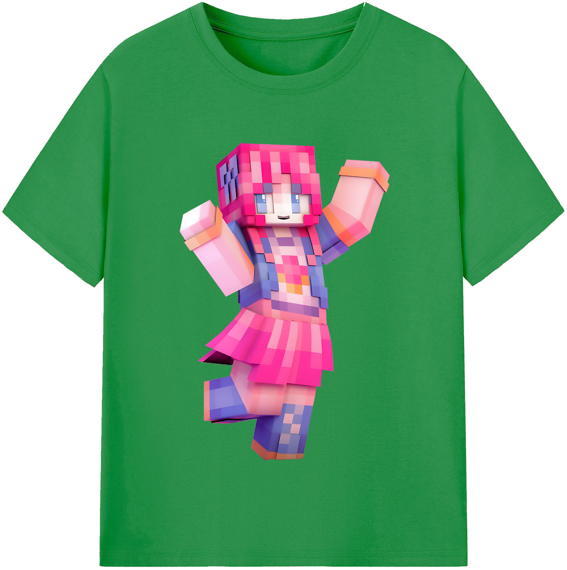 （画像用） マインクラフト ブロックの世界 Minecraft MC Block world レディースカジュアルプリントTシャツ（綿100％）