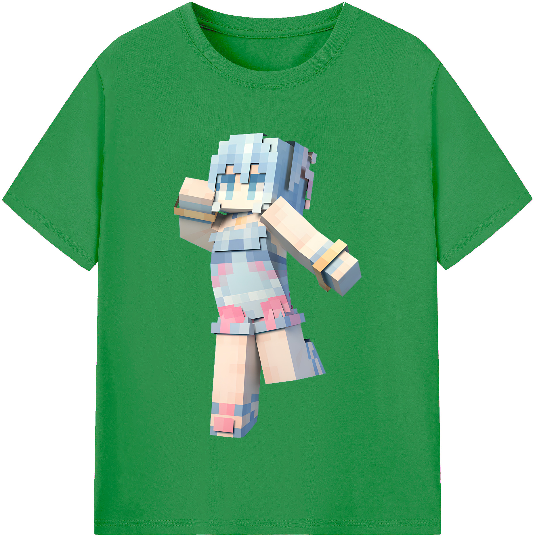 （画像用） マインクラフト ブロックの世界 Minecraft MC Block world レディースカジュアルプリントTシャツ（綿100％）