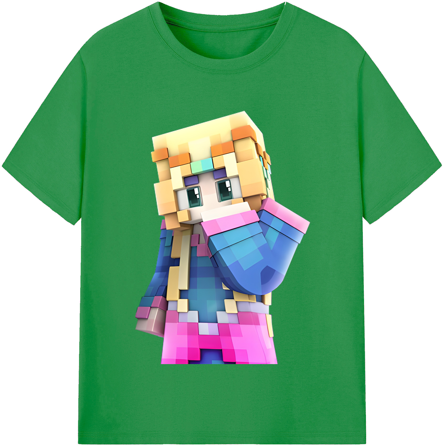 （画像用） マインクラフト ブロックの世界 Minecraft MC Block world レディースカジュアルプリントTシャツ（綿100％）