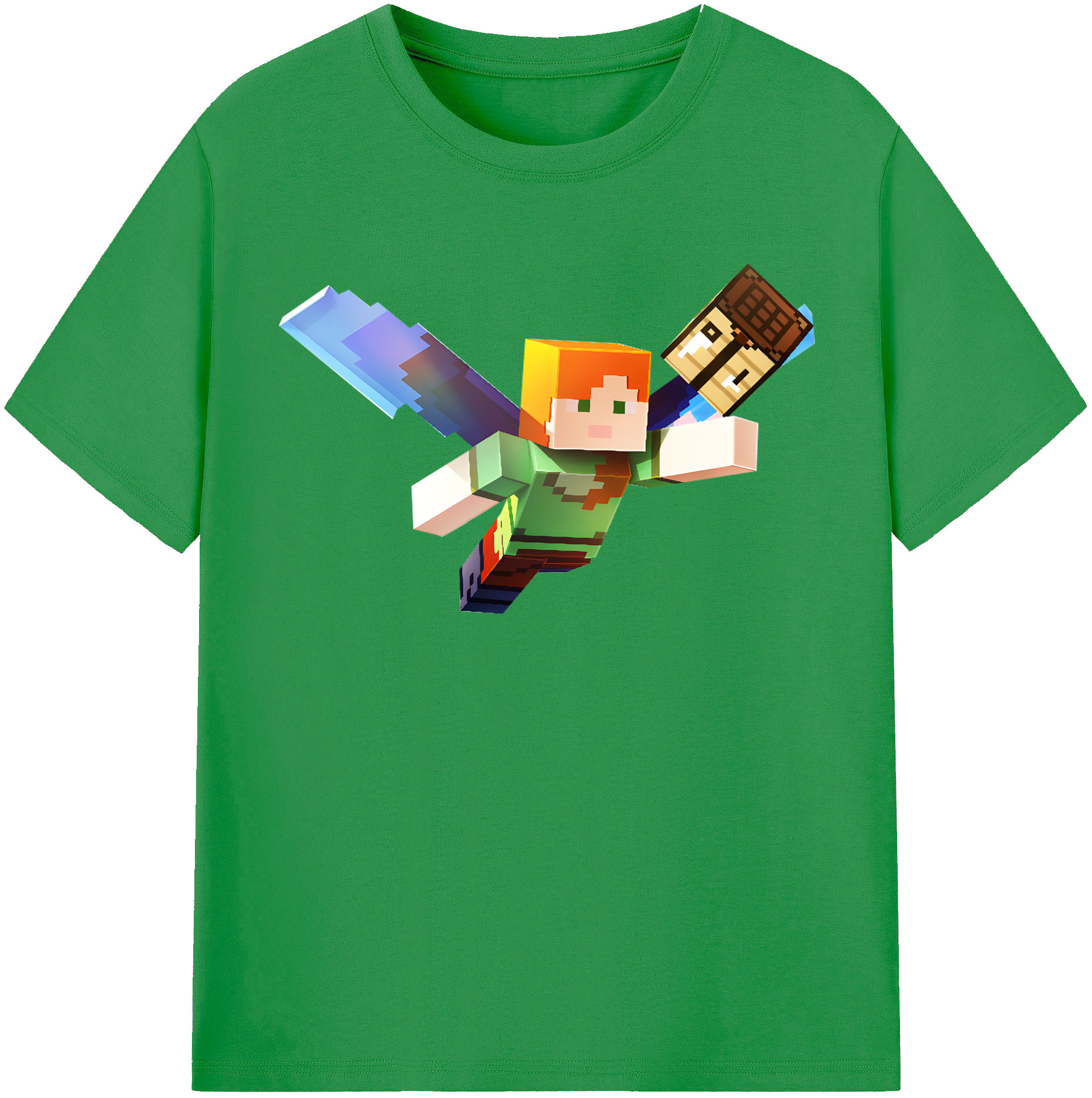 （画像用） マインクラフト ブロックの世界 Minecraft MC Block world レディースカジュアルプリントTシャツ（綿100％）