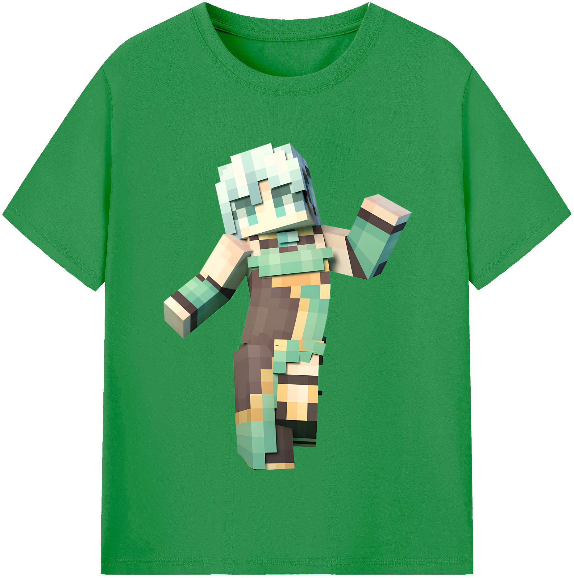 （画像用） マインクラフト ブロックの世界 Minecraft MC Block world レディースカジュアルプリントTシャツ（綿100％）