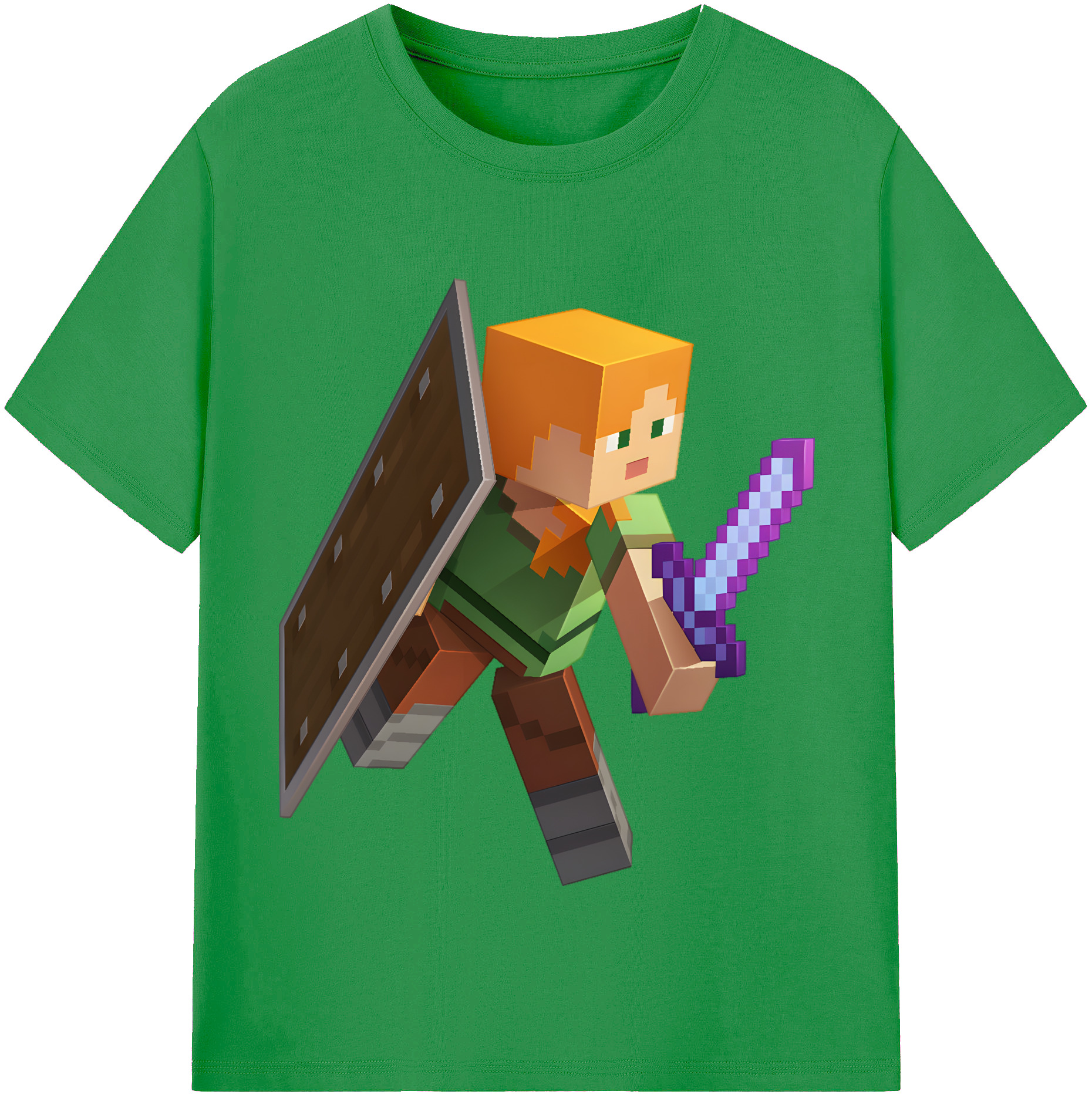 （画像用） マインクラフト ブロックの世界 Minecraft MC Block world レディースカジュアルプリントTシャツ（綿100％）