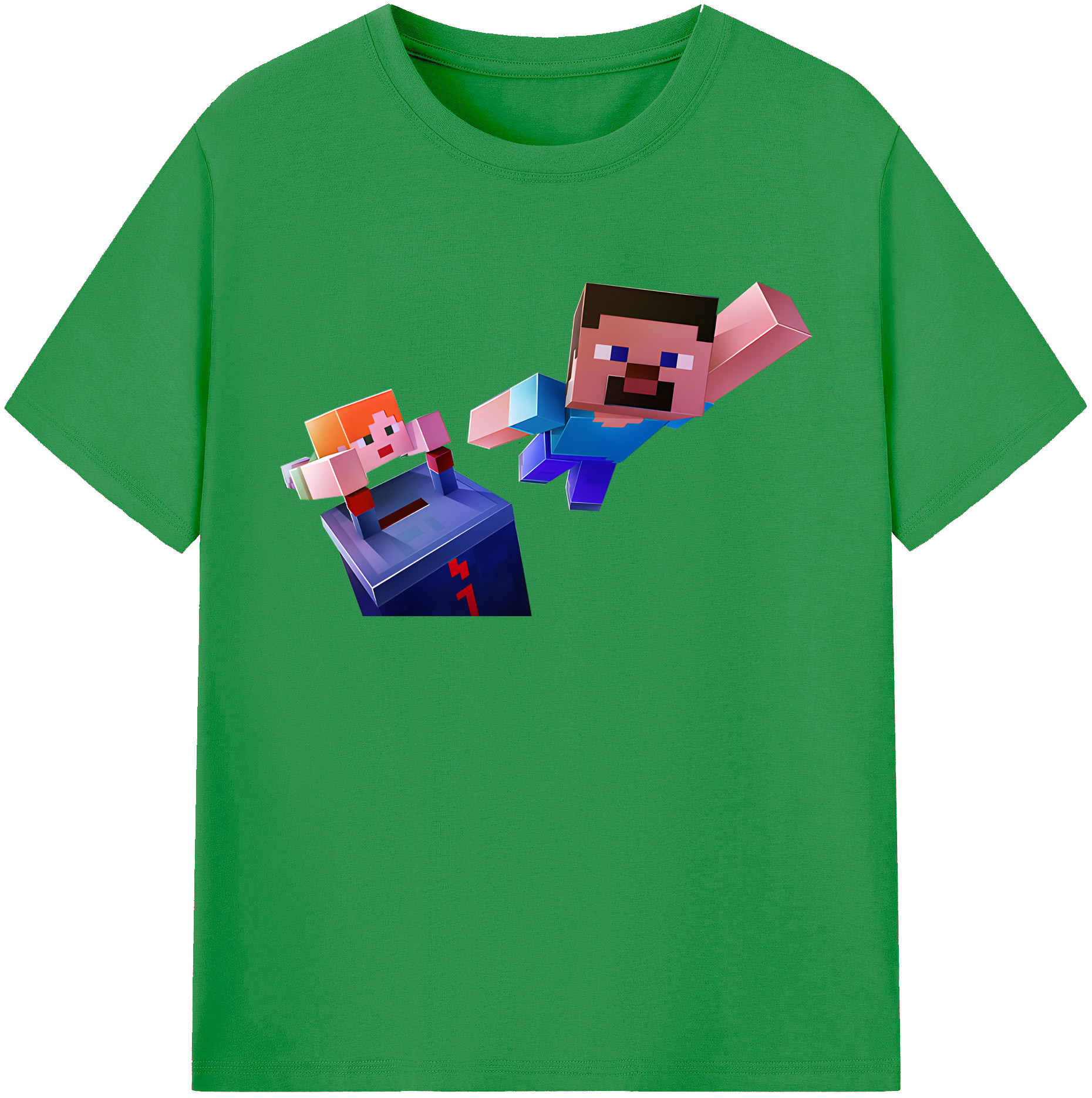 （画像用） マインクラフト ブロックの世界 Minecraft MC Block world レディースカジュアルプリントTシャツ（綿100％）