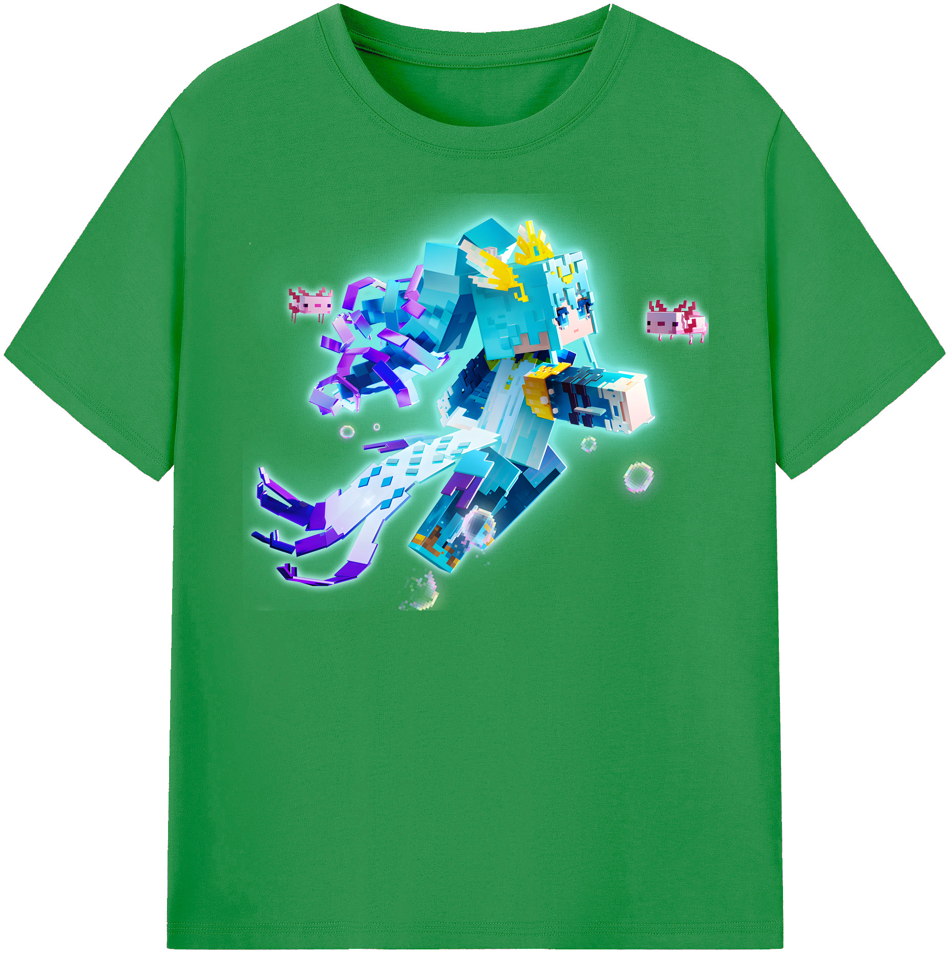 （画像用） マインクラフト ブロックの世界 Minecraft MC Block world レディースカジュアルプリントTシャツ（綿100％）