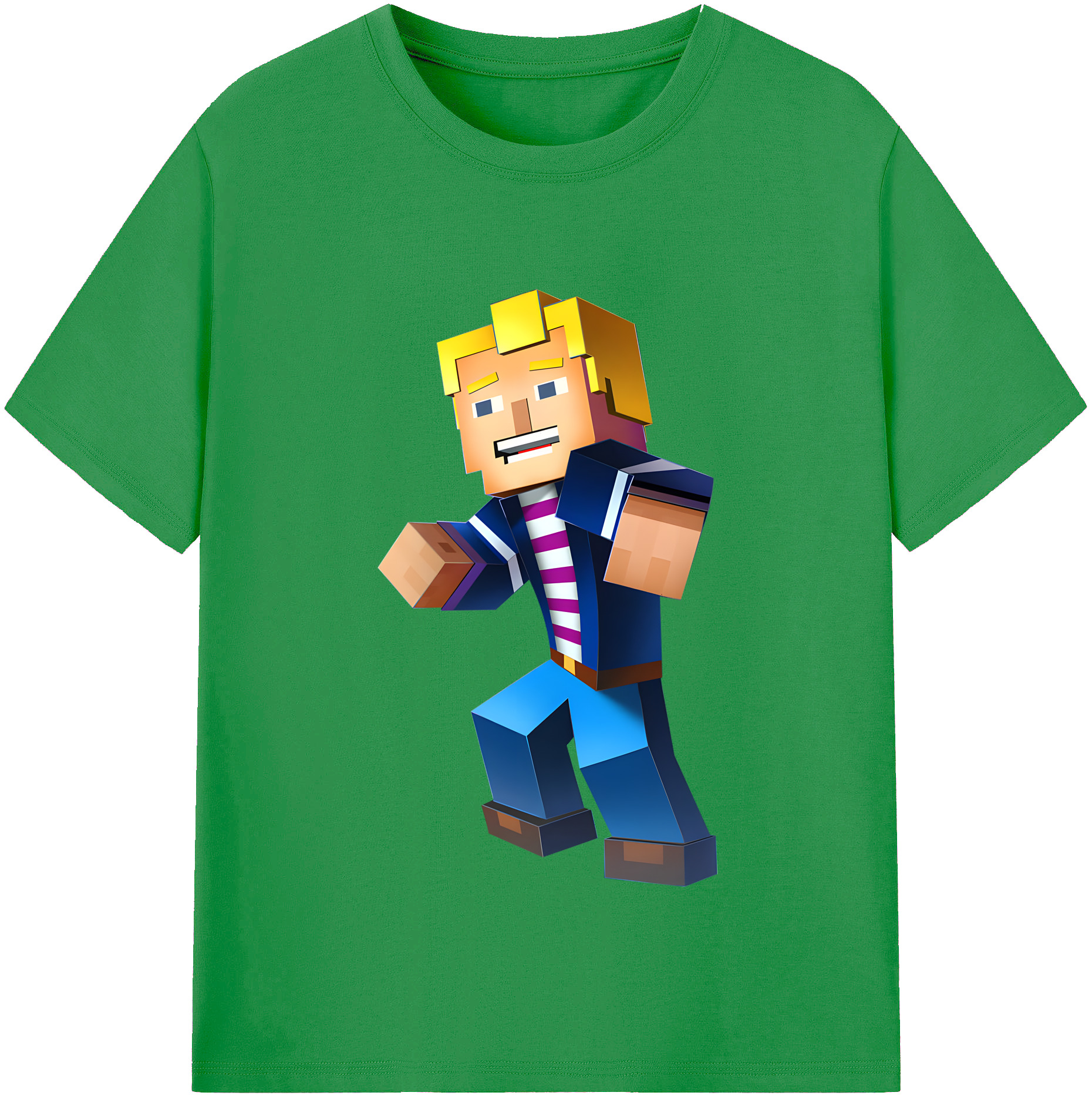 （画像用） マインクラフト ブロックの世界 Minecraft MC Block world レディースカジュアルプリントTシャツ（綿100％）