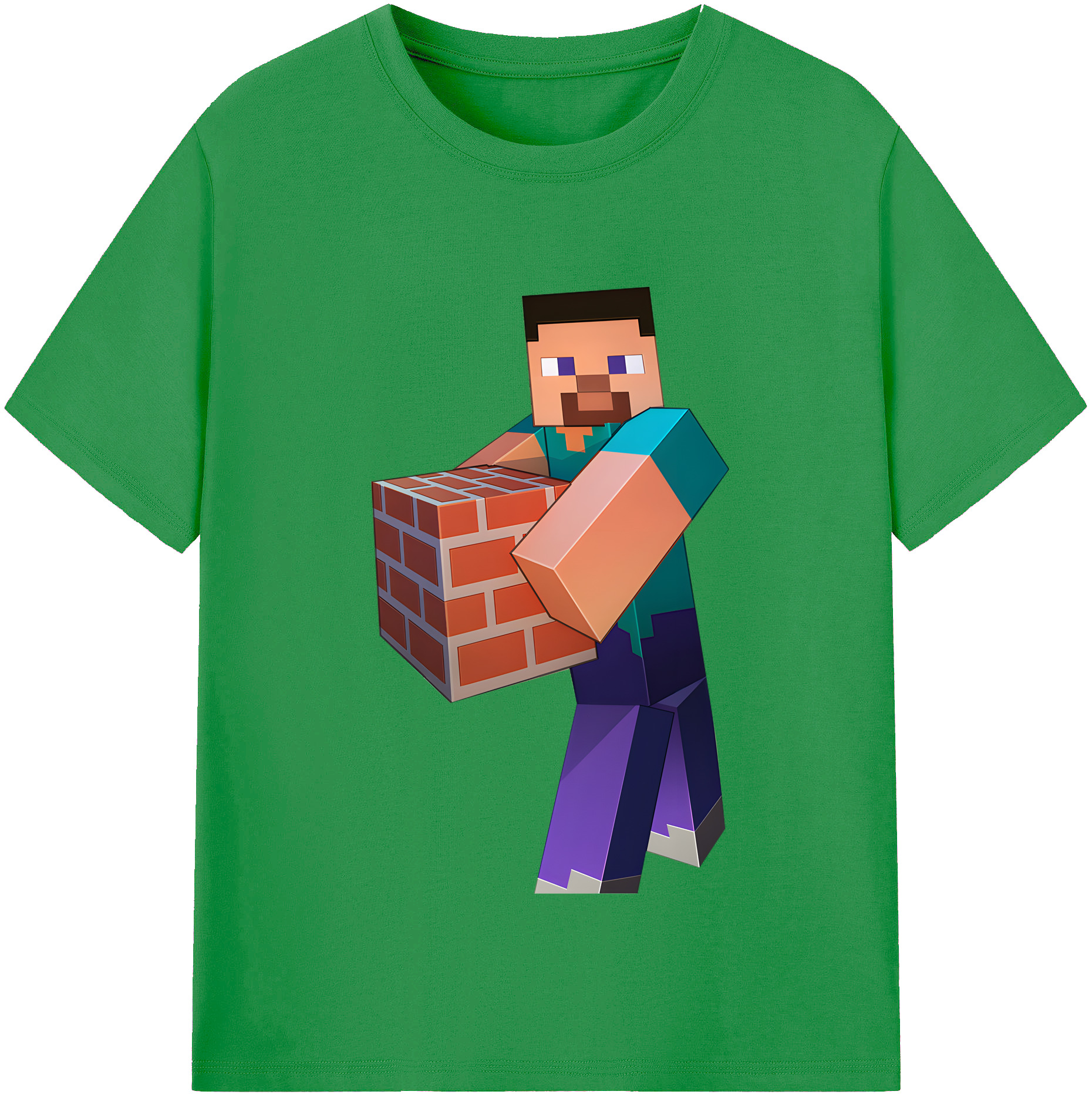 （画像用） マインクラフト ブロックの世界 Minecraft MC Block world レディースカジュアルプリントTシャツ（綿100％）