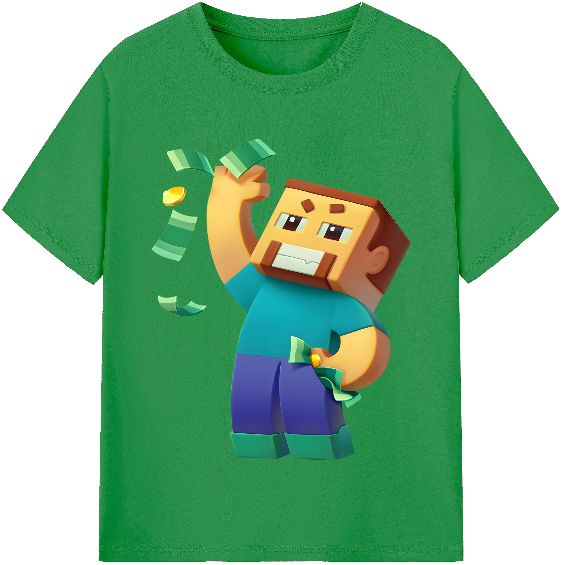 （画像用） マインクラフト ブロックの世界 Minecraft MC Block world レディースカジュアルプリントTシャツ（綿100％）