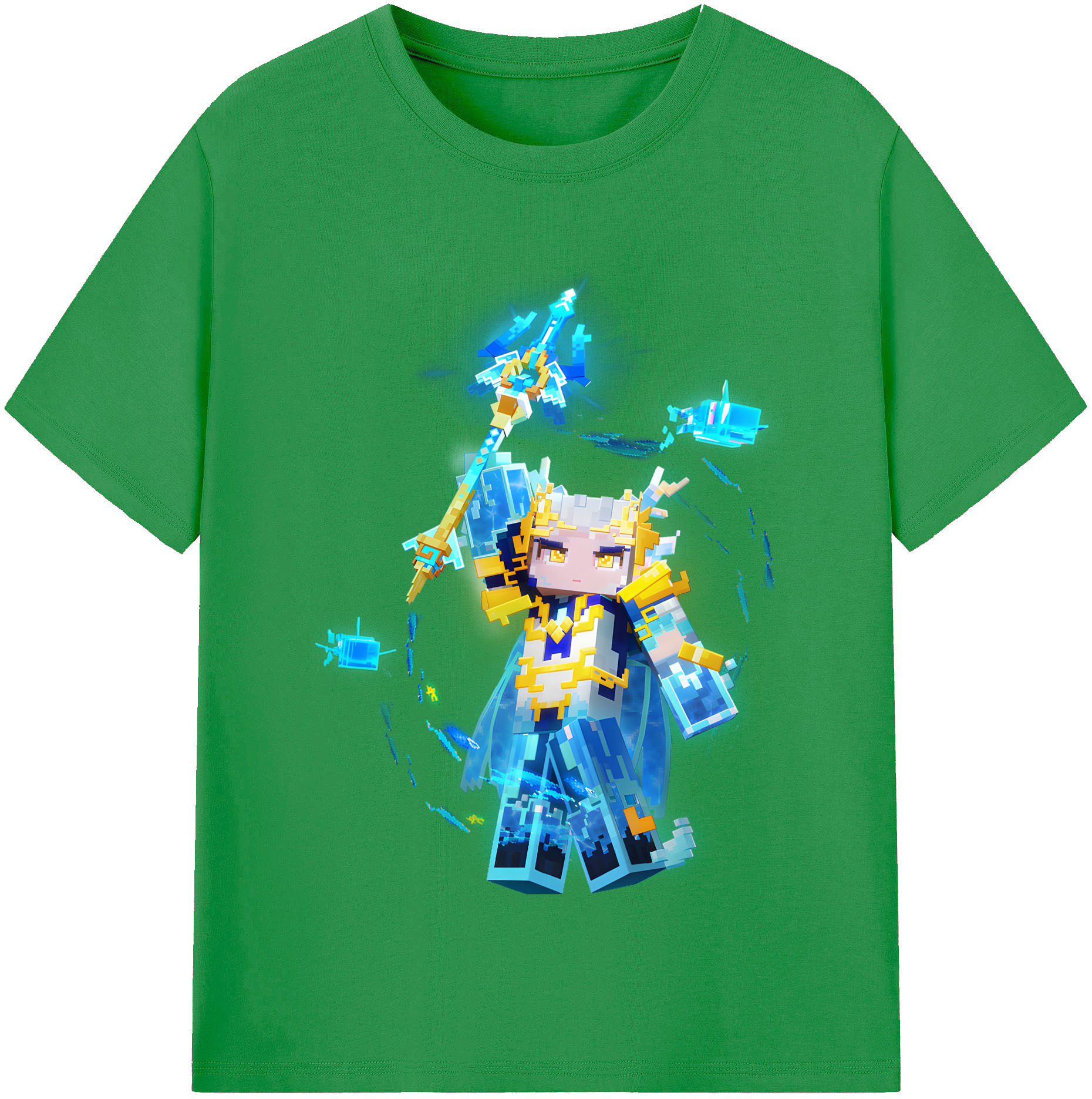 （画像用） マインクラフト ブロックの世界 Minecraft MC Block world レディースカジュアルプリントTシャツ（綿100％）