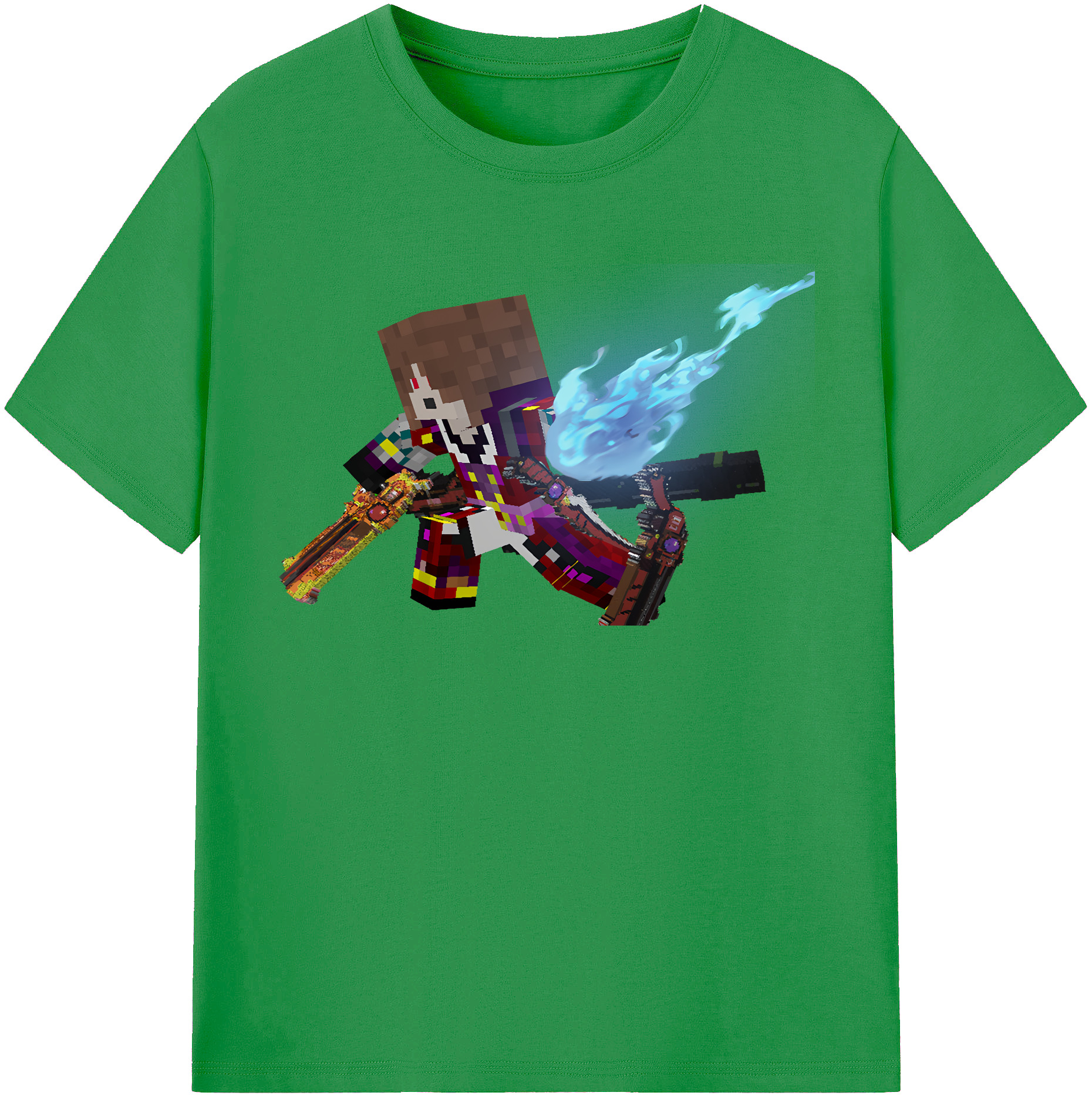 （画像用） マインクラフト ブロックの世界 Minecraft MC Block world レディースカジュアルプリントTシャツ（綿100％）