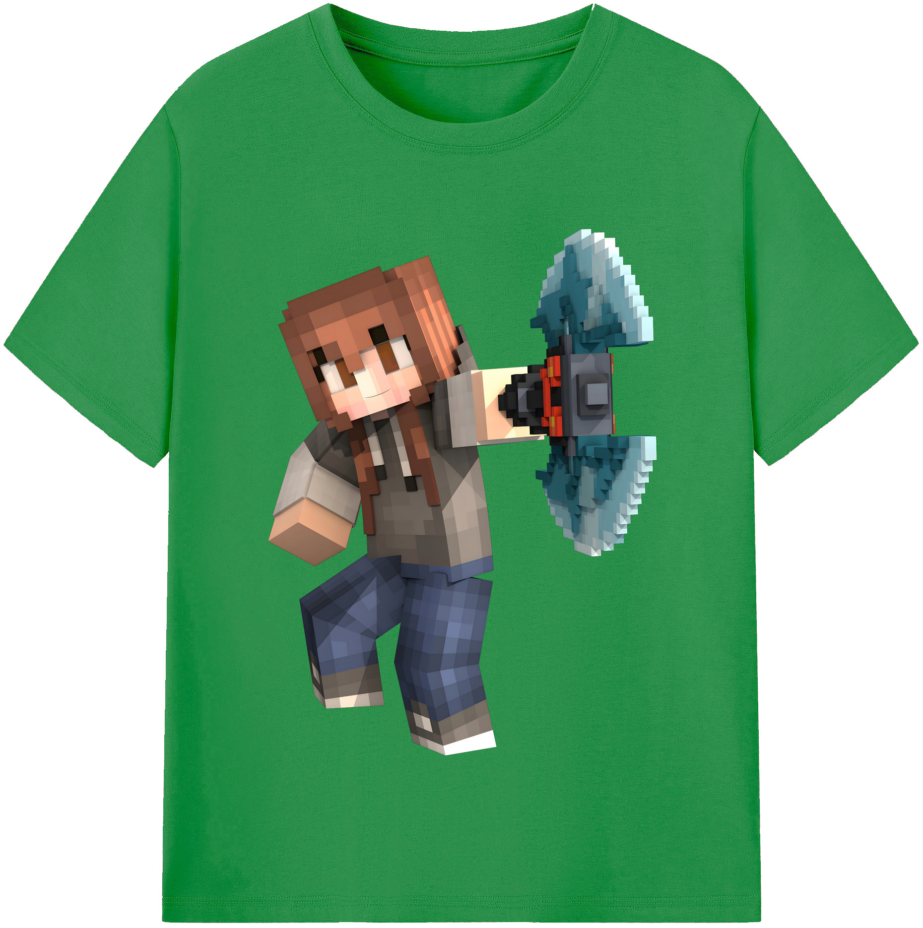 （画像用） マインクラフト ブロックの世界 Minecraft MC Block world レディースカジュアルプリントTシャツ（綿100％）