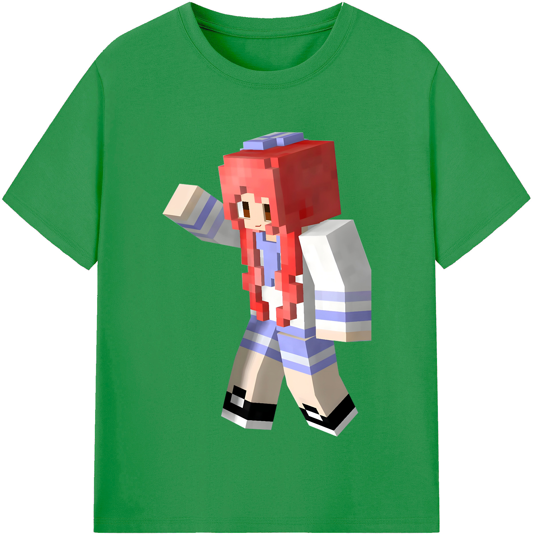 （画像用） マインクラフト ブロックの世界 Minecraft MC Block world レディースカジュアルプリントTシャツ（綿100％）