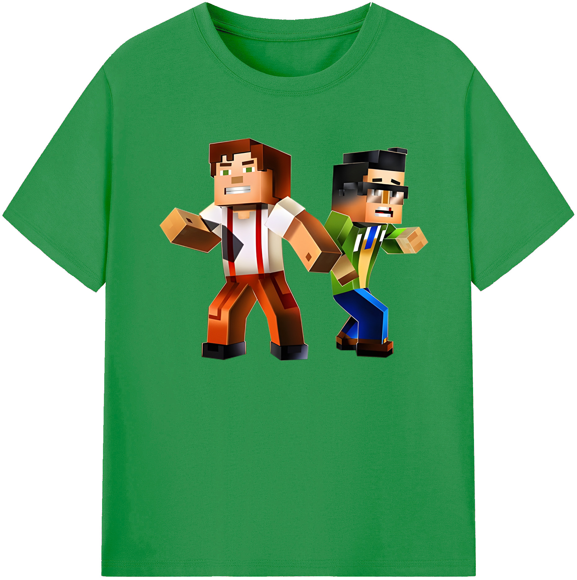 （画像用） マインクラフト ブロックの世界 Minecraft MC Block world レディースカジュアルプリントTシャツ（綿100％）