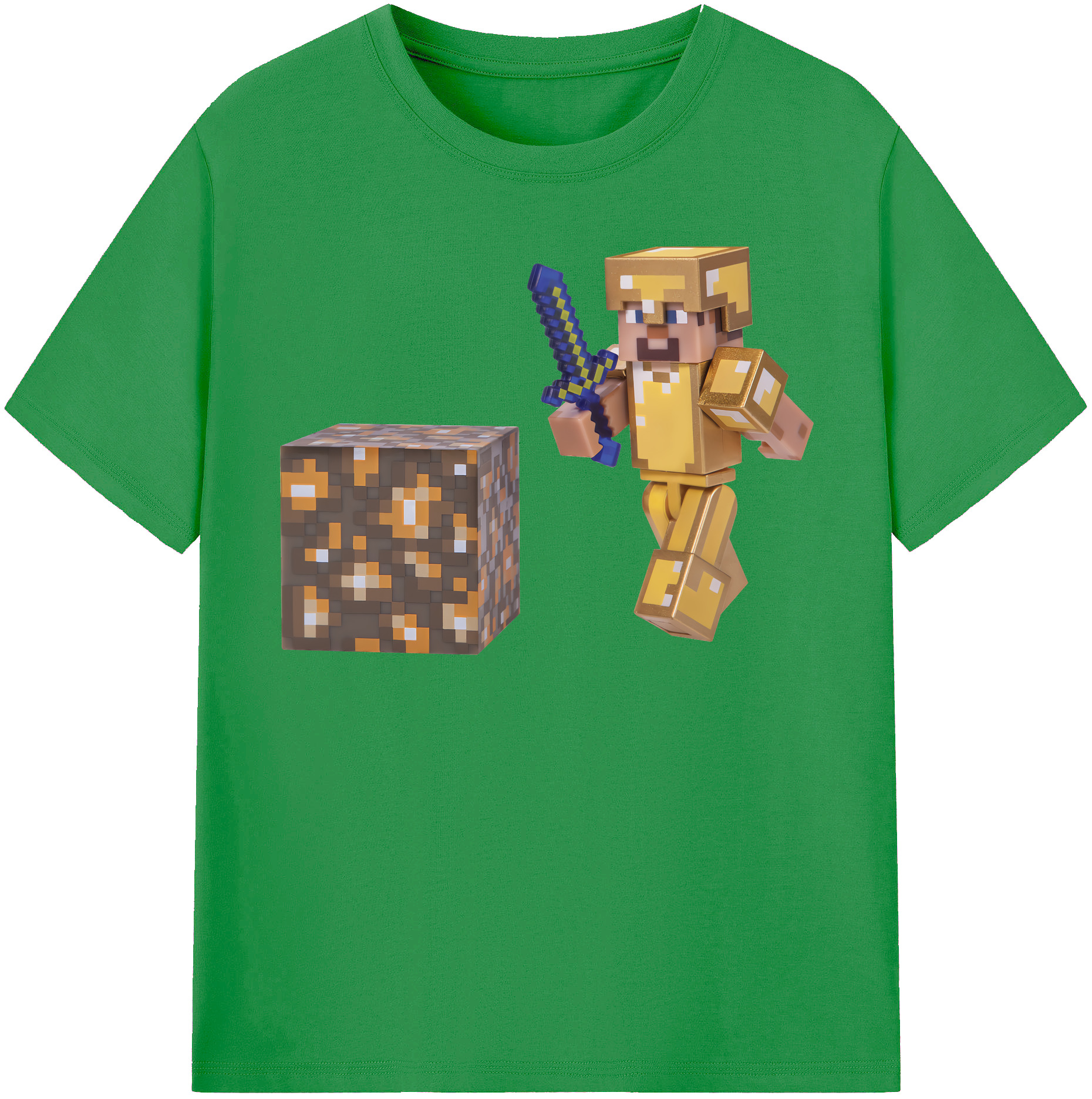 （画像用） マインクラフト ブロックの世界 Minecraft MC Block world レディースカジュアルプリントTシャツ（綿100％）