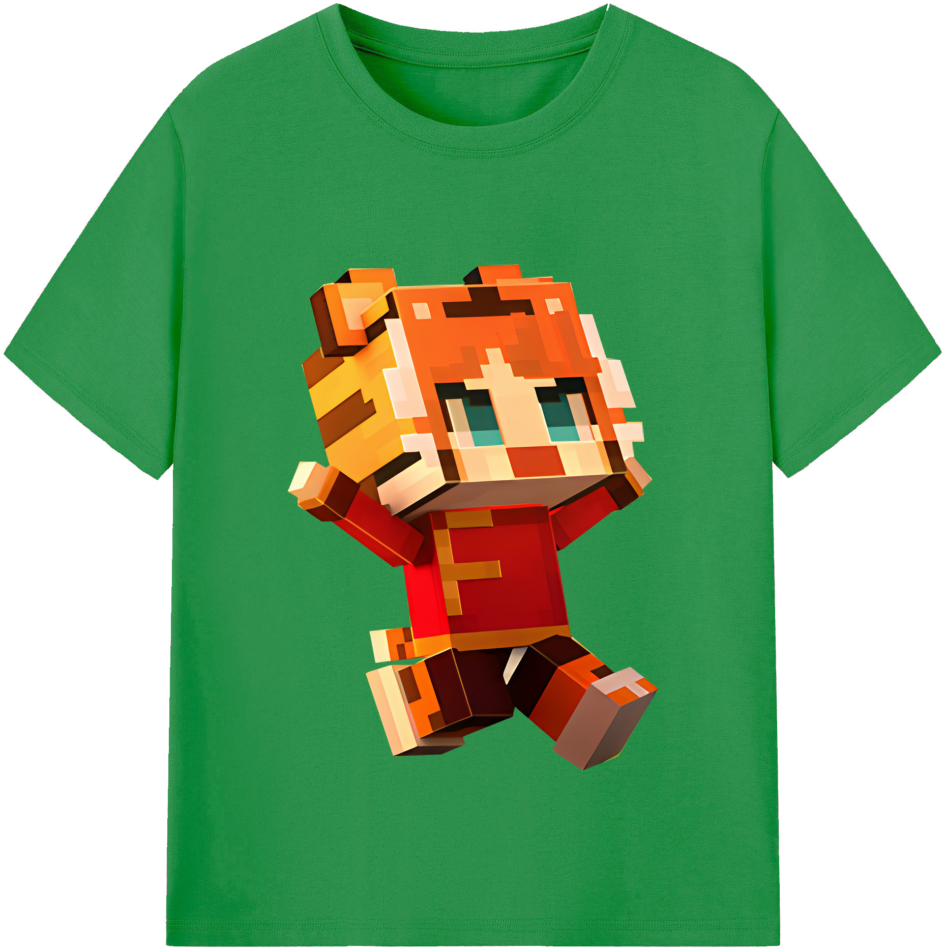 （画像用） マインクラフト ブロックの世界 Minecraft MC Block world レディースカジュアルプリントTシャツ（綿100％）