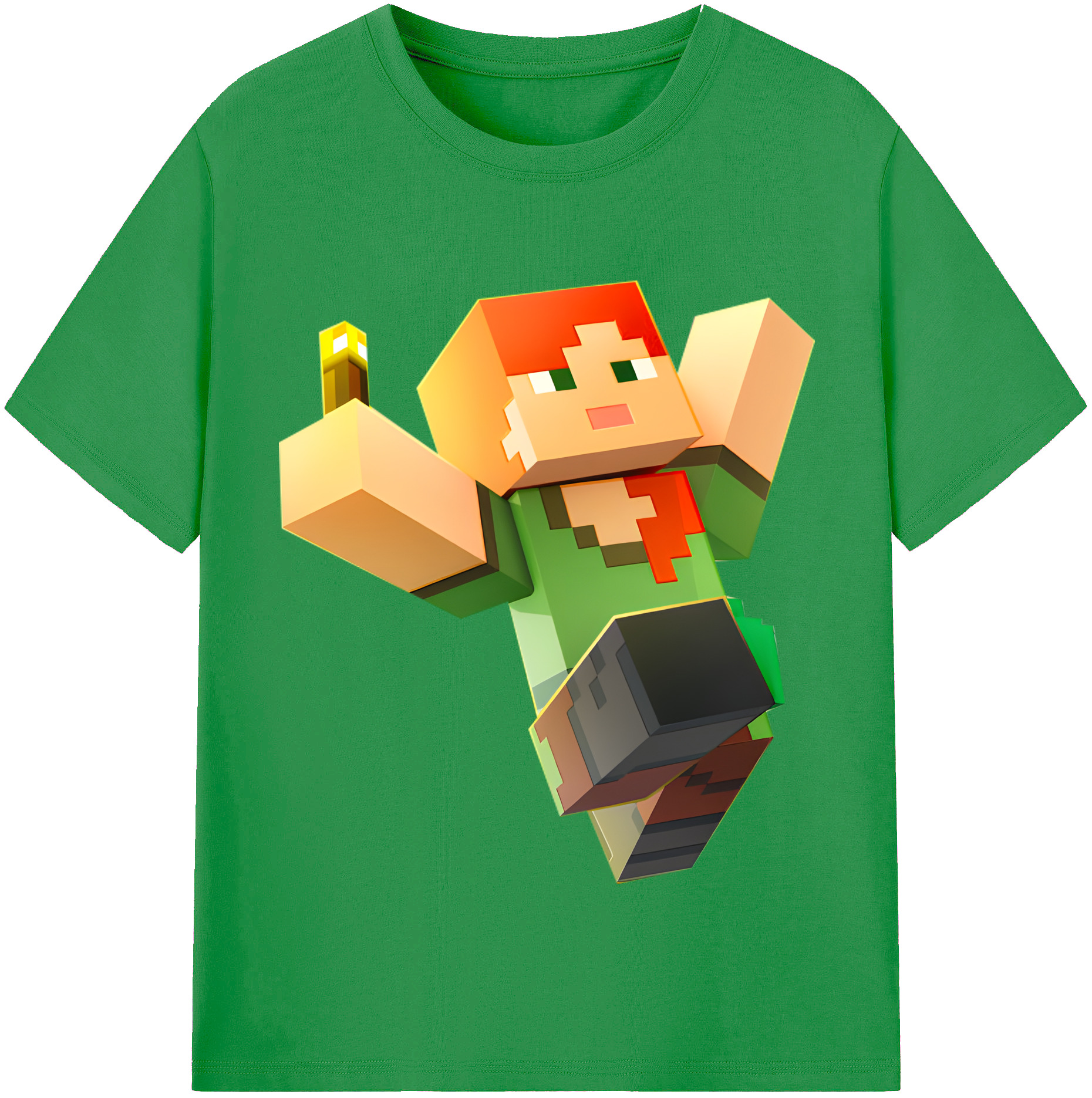 （画像用） マインクラフト ブロックの世界 Minecraft MC Block world レディースカジュアルプリントTシャツ（綿100％）