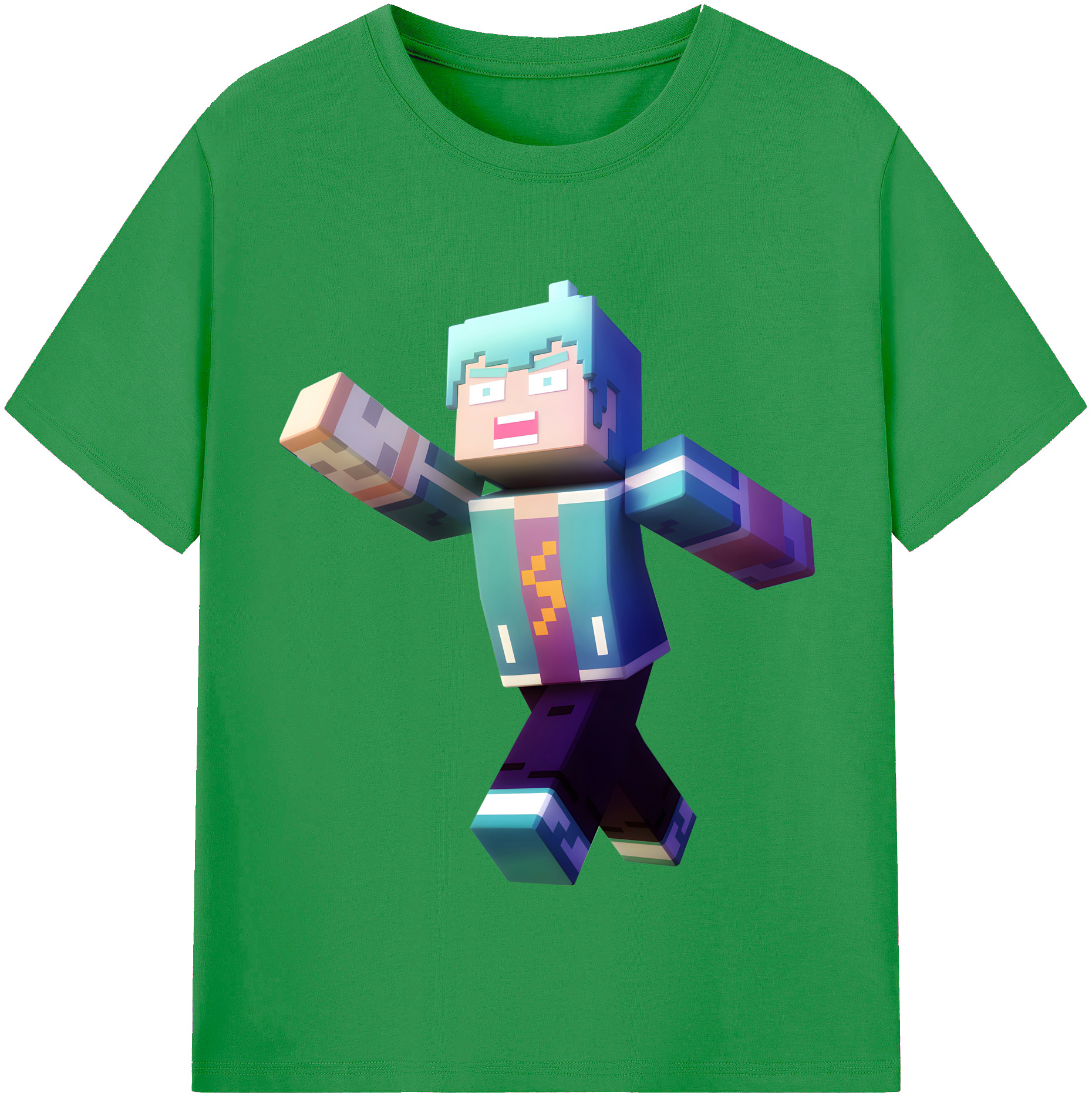 （画像用） マインクラフト ブロックの世界 Minecraft MC Block world レディースカジュアルプリントTシャツ（綿100％）