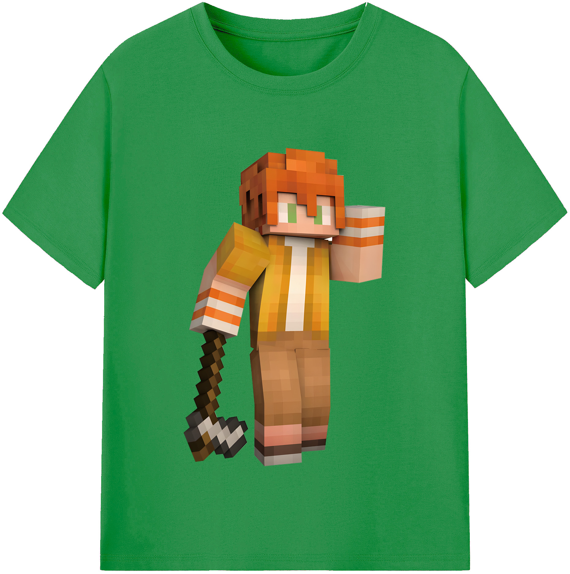 （画像用） マインクラフト ブロックの世界 Minecraft MC Block world レディースカジュアルプリントTシャツ（綿100％）