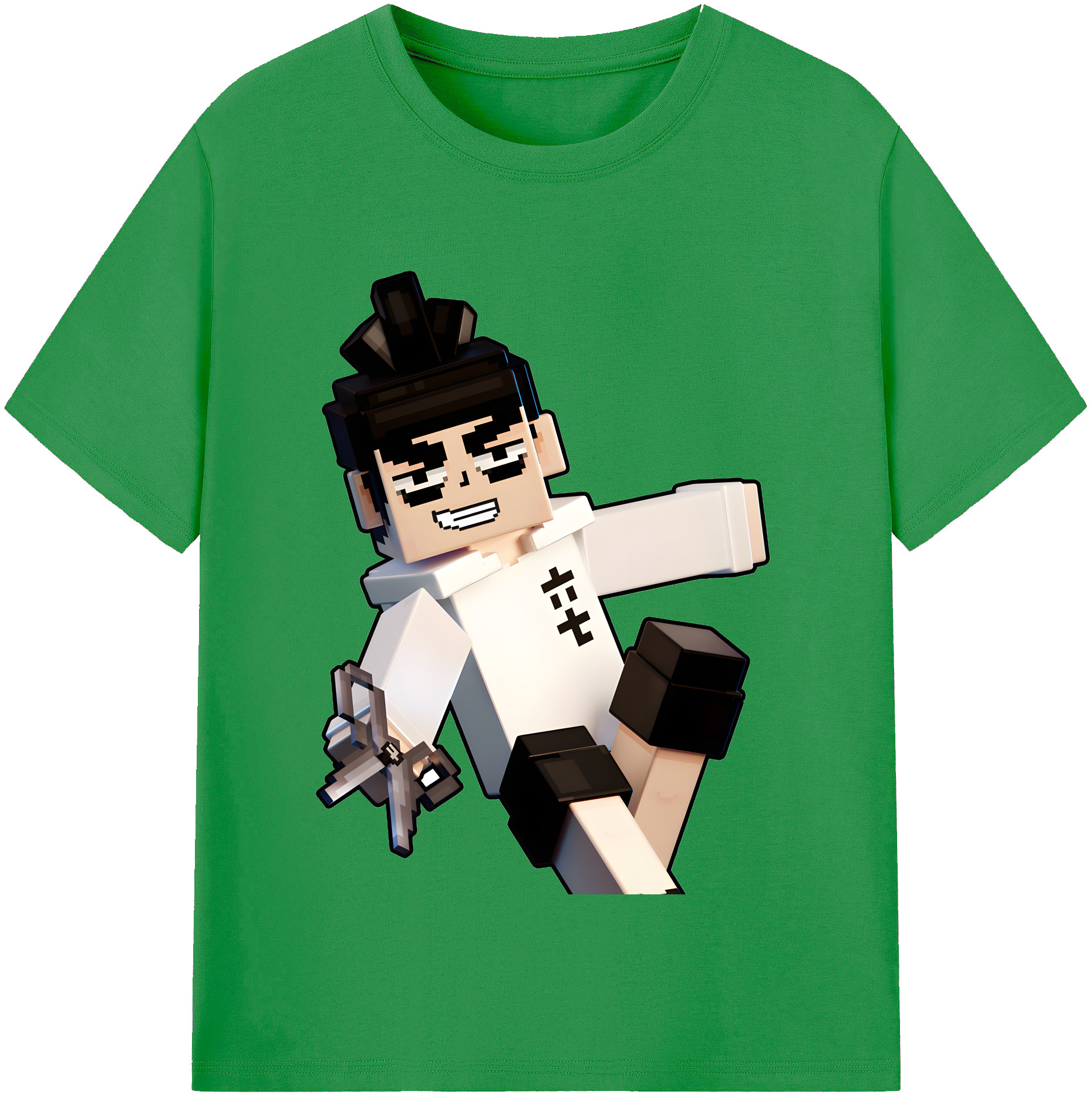 （画像用） マインクラフト ブロックの世界 Minecraft MC Block world レディースカジュアルプリントTシャツ（綿100％）